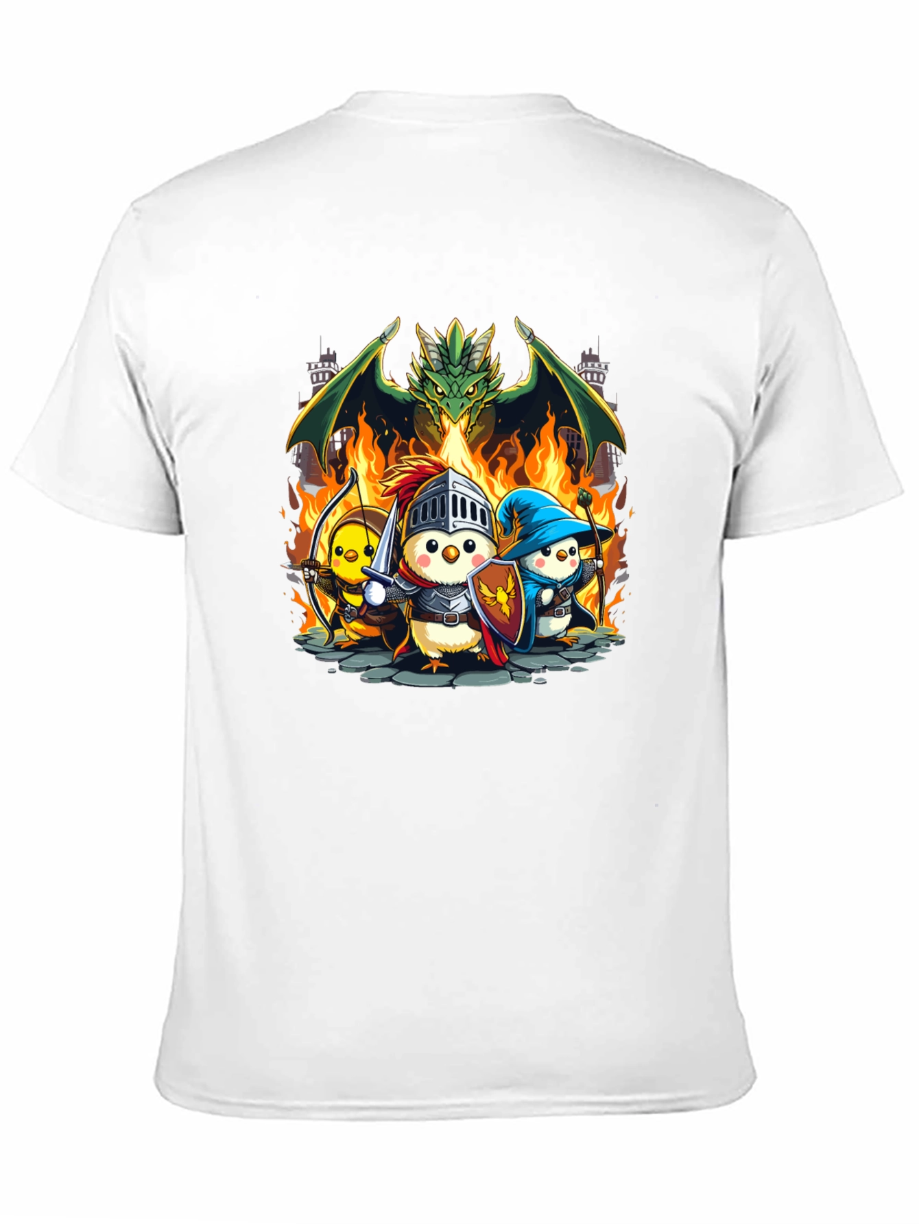 Black Fantasy Chickens Dragon T-Shirt view 11