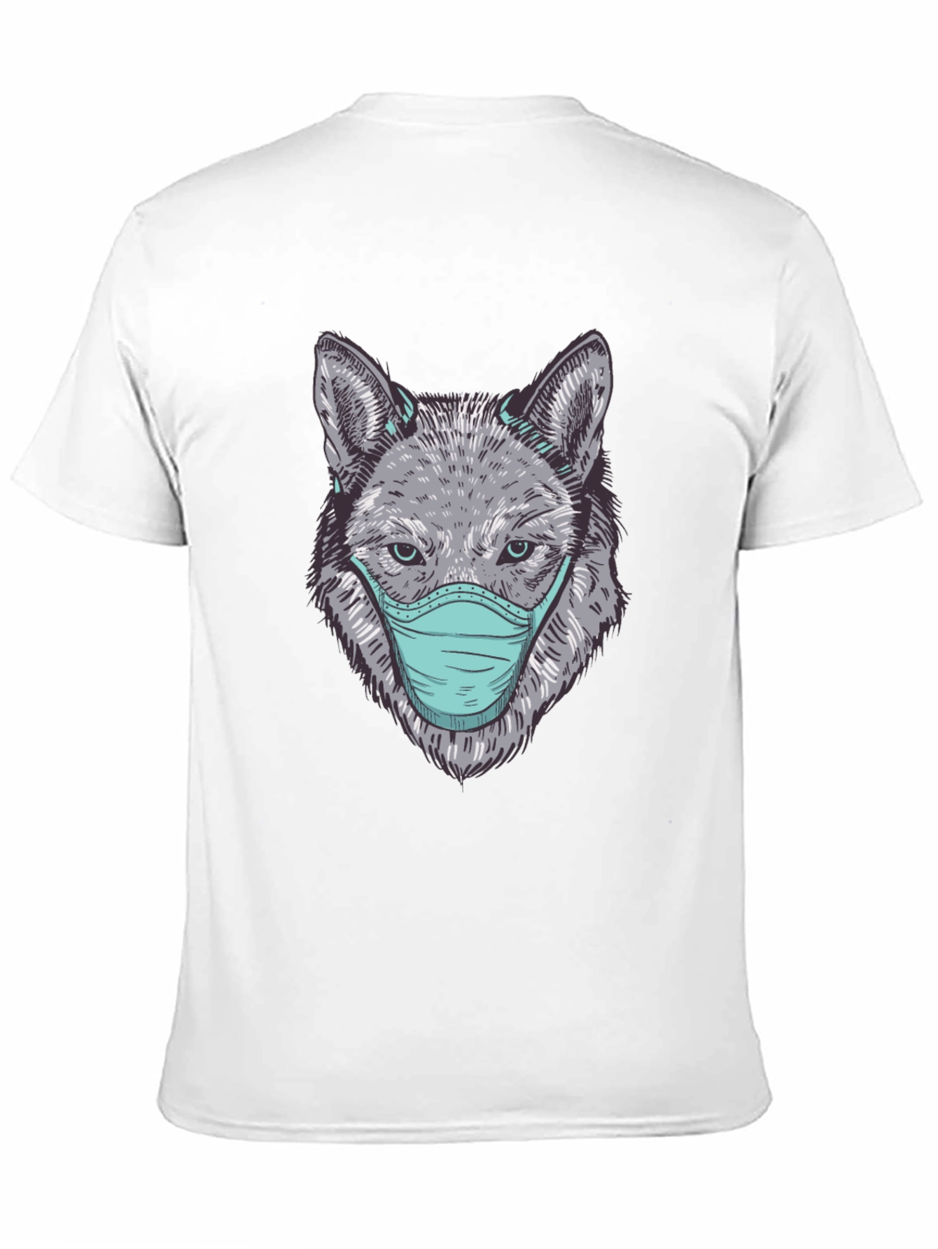 Black Wolf Face Mask Graphic Tee - Protect Yourself in Style view 11