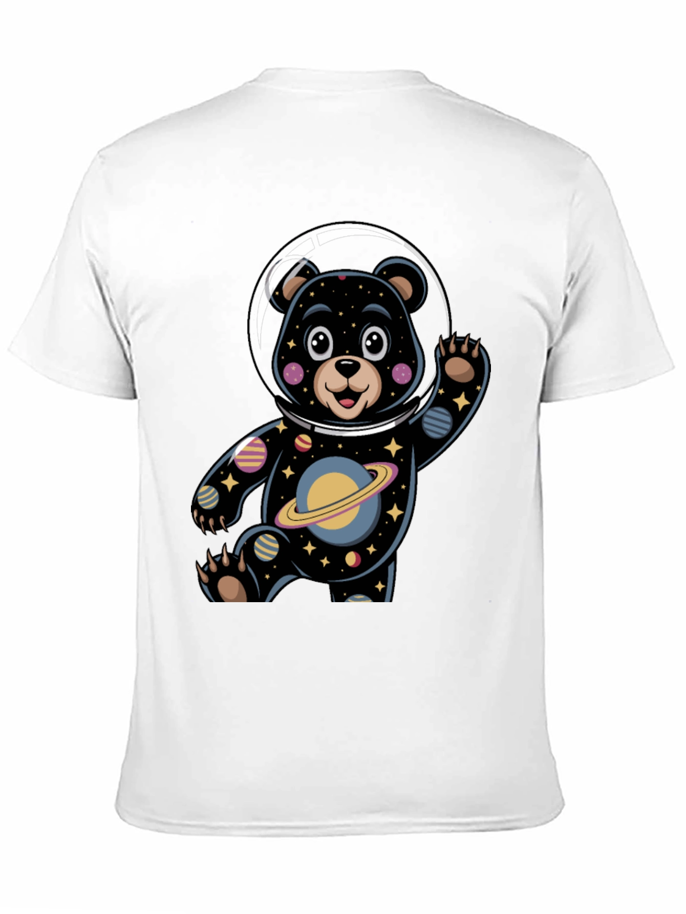 Black Cosmic Bear Astronaut Graphic Tee view 11