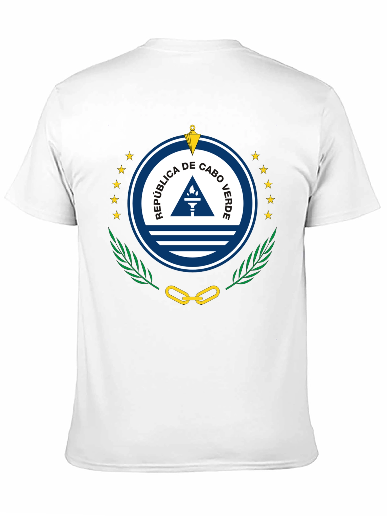 Cape Verde Flag Emblem T-Shirt - Black Crew Neck Tee - 11