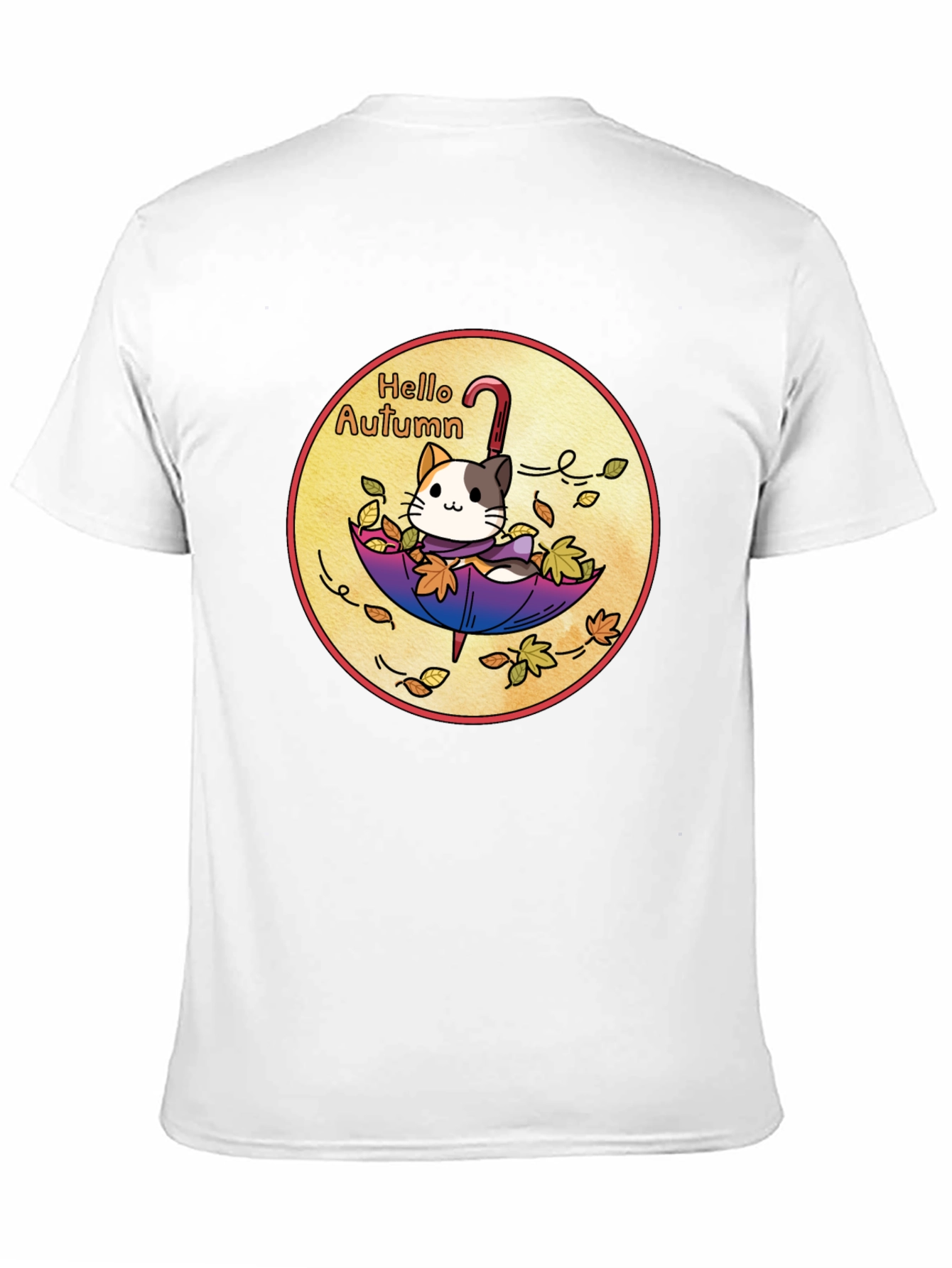 Black Hello Autumn Cat T-Shirt - Unique Fall Design view 11