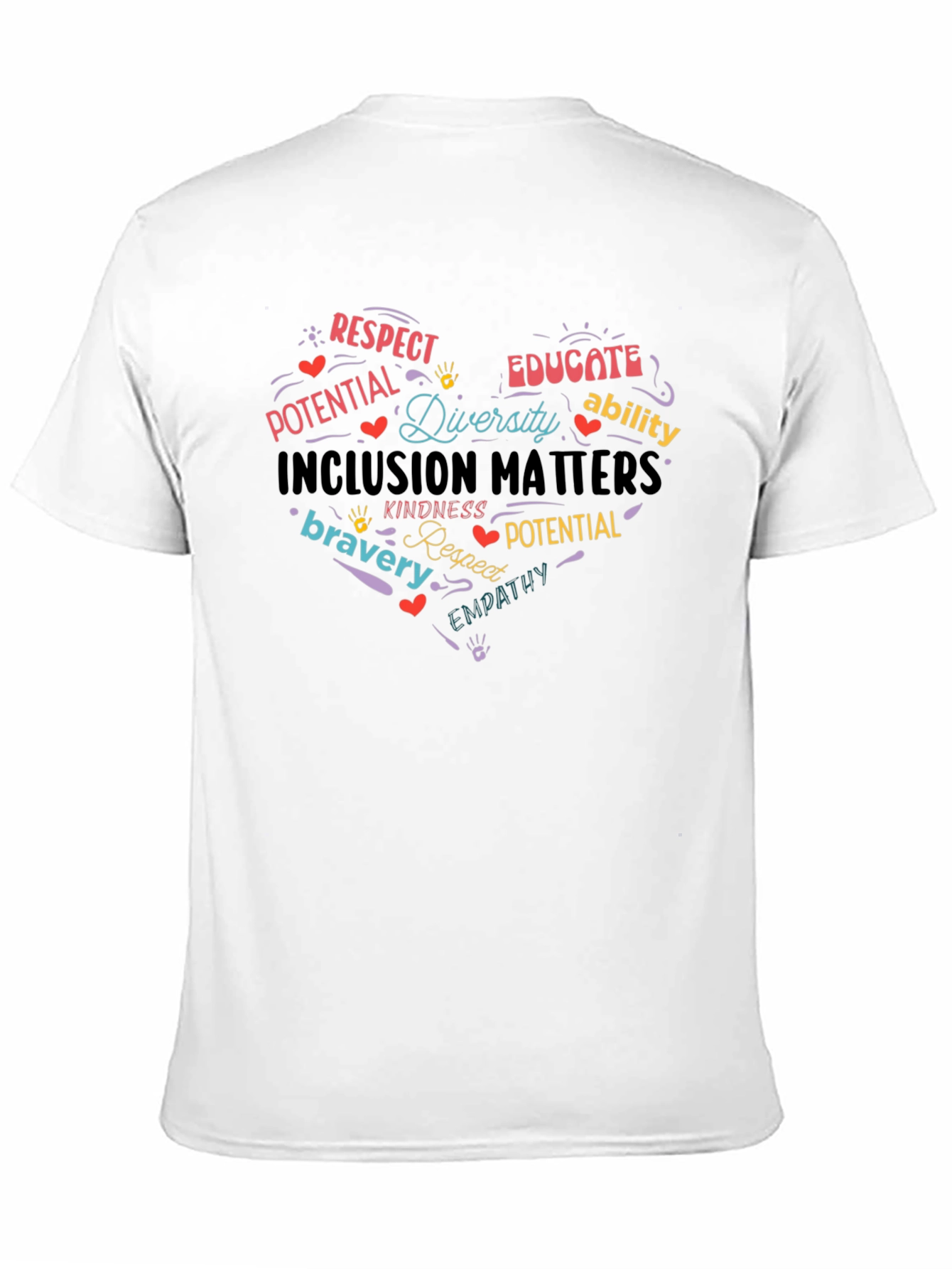 Black Inclusion Matters Heart T-Shirt - Respect, Diversity, Empathy view 11
