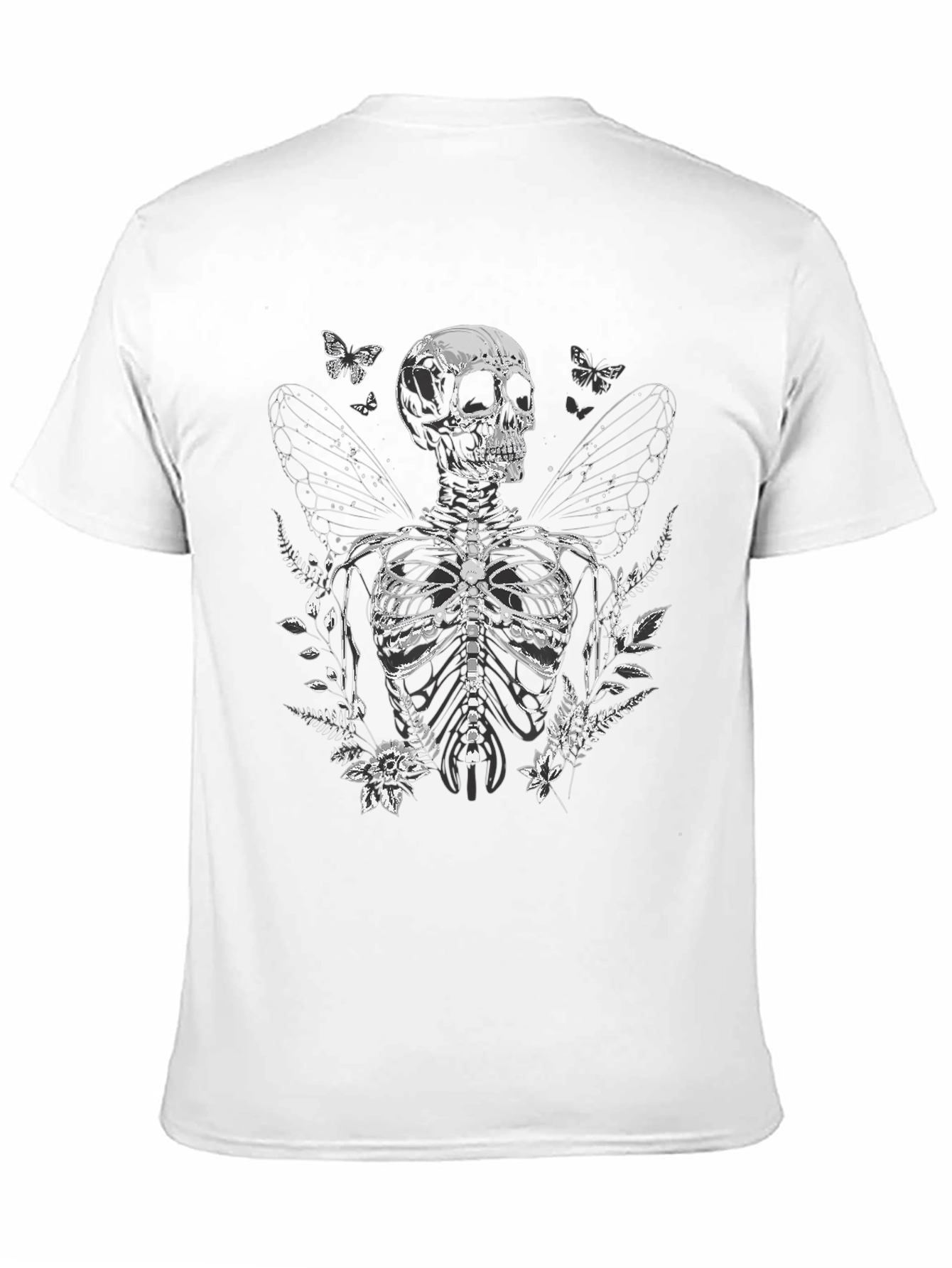 Black Skeleton Butterfly Wing Graphic Tee - Black view 11