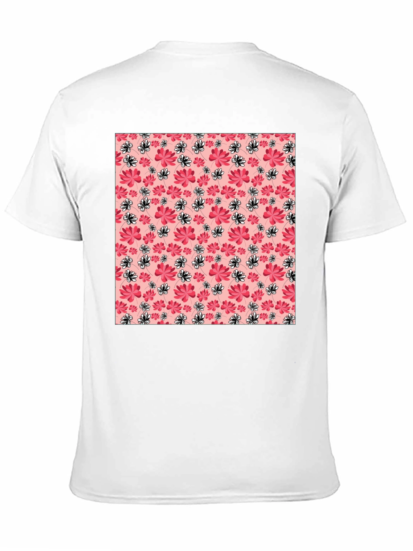 Black Floral Pattern Crew Neck T-Shirt view 11