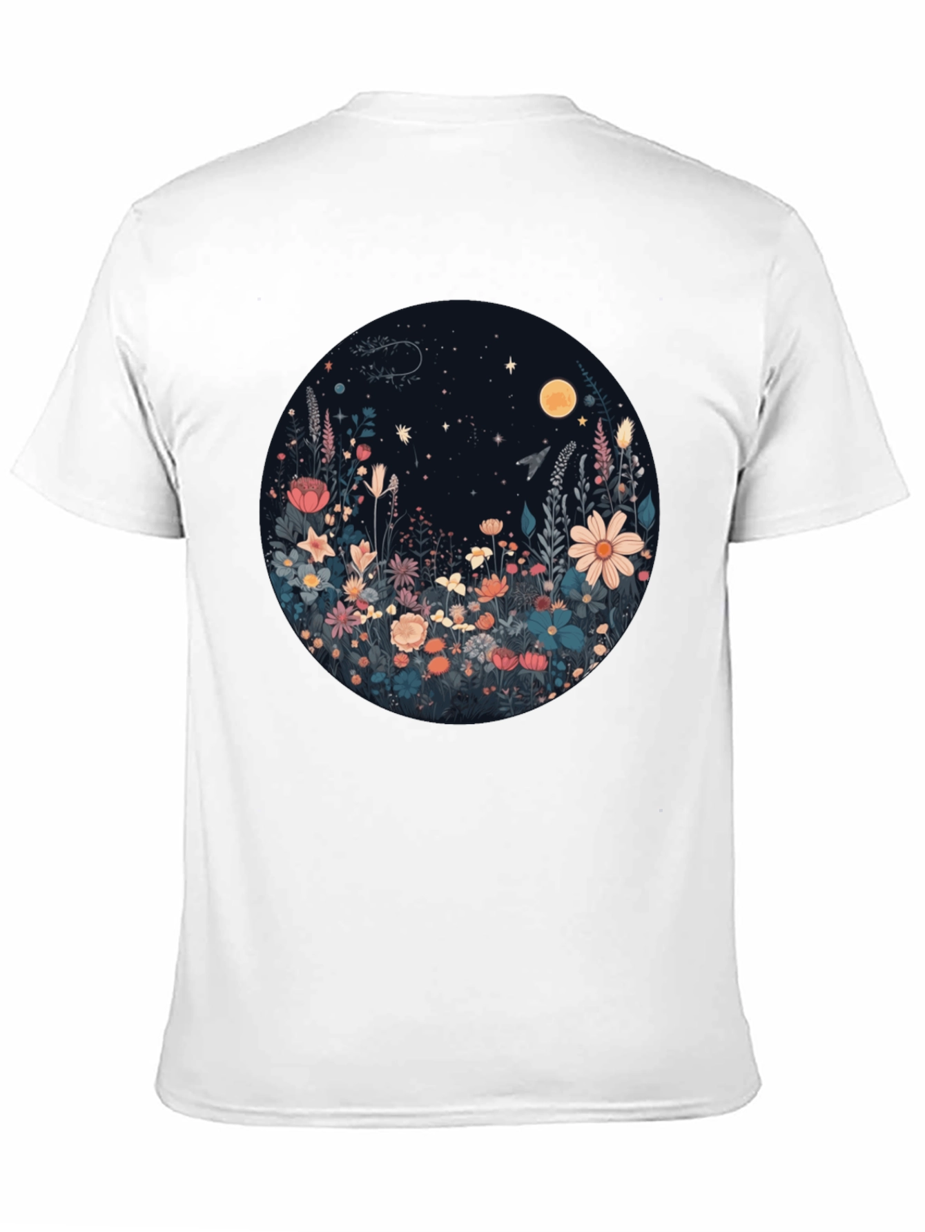 Black Floral Moon T-Shirt - Black Graphic Tee view 11