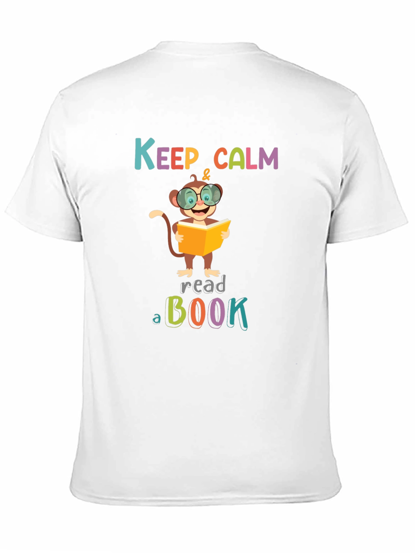 Black Keep Calm and Read a Book Monkey T-Shirt view 11