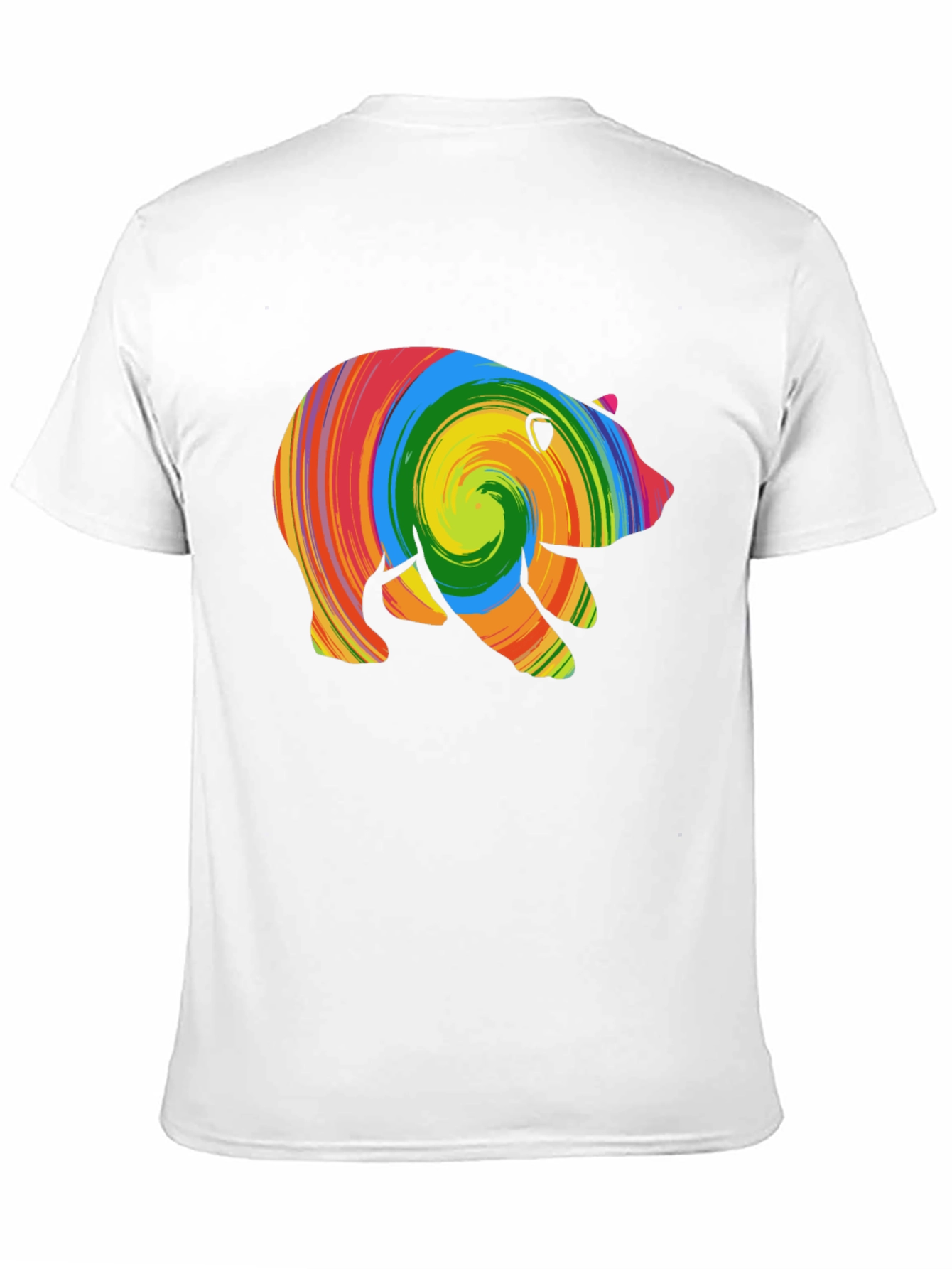 Black Colorful Swirl Bear Graphic T-Shirt view 11