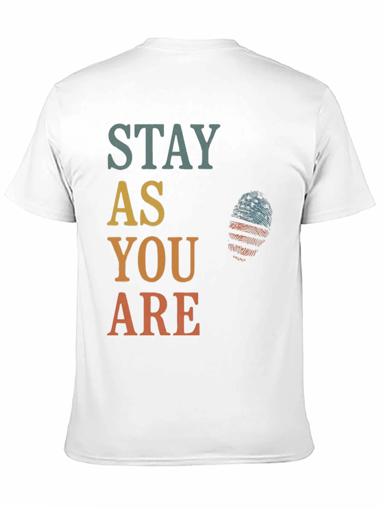 Black Stay As You Are Graphic Tee - Patriotic Fingerprint Design view 11