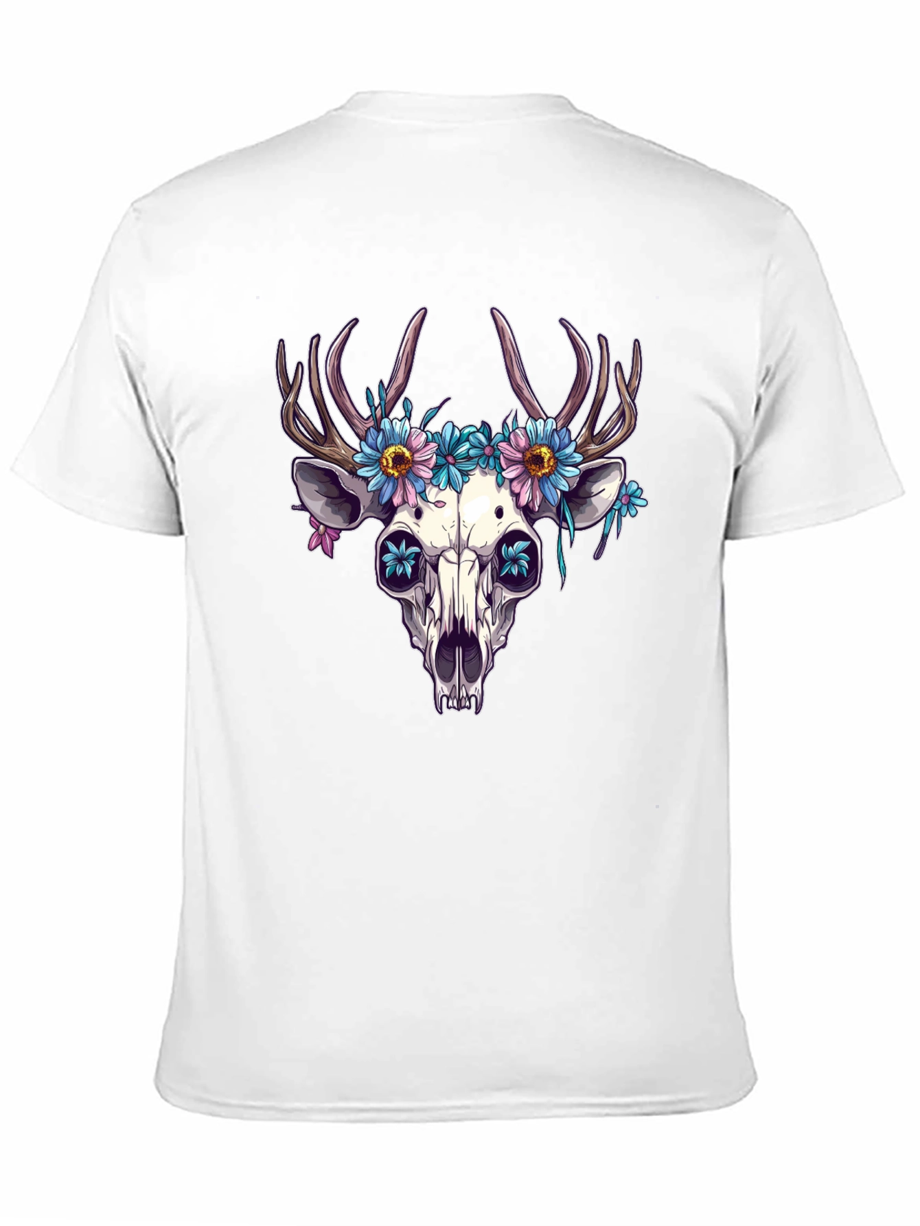 Black Floral Deer Skull Graphic Tee - Edgy Style view 11
