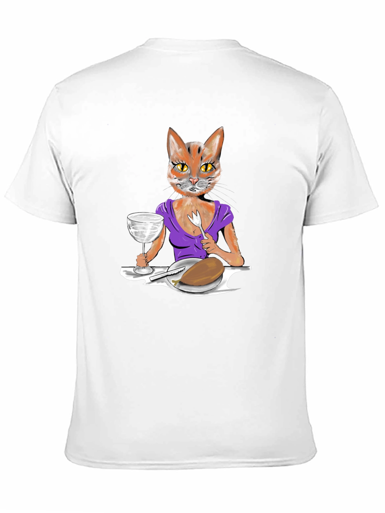 Black Cat Lady Dinner Graphic T-Shirt view 11