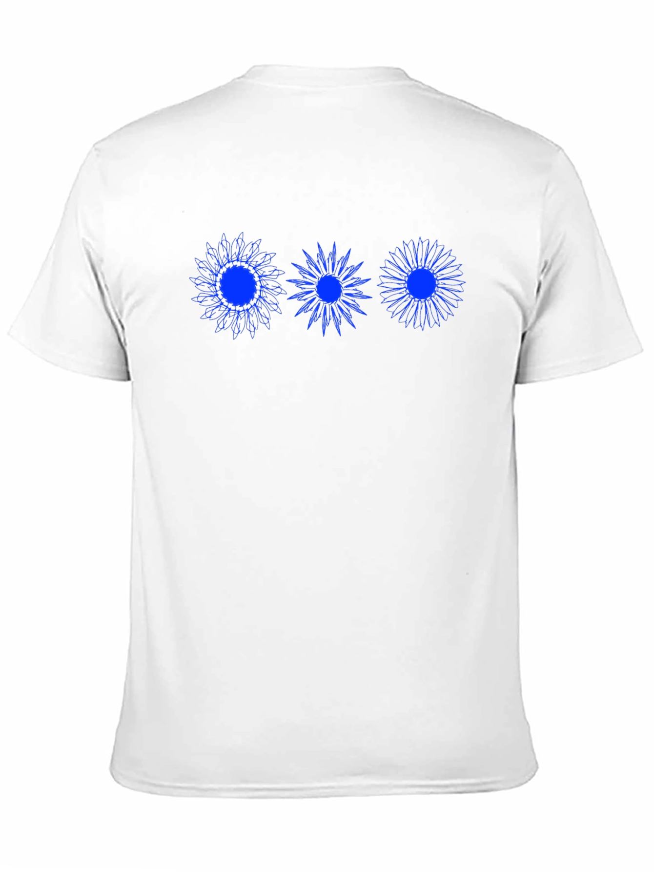 Black Men's Black T-Shirt with Blue Floral Design view 11