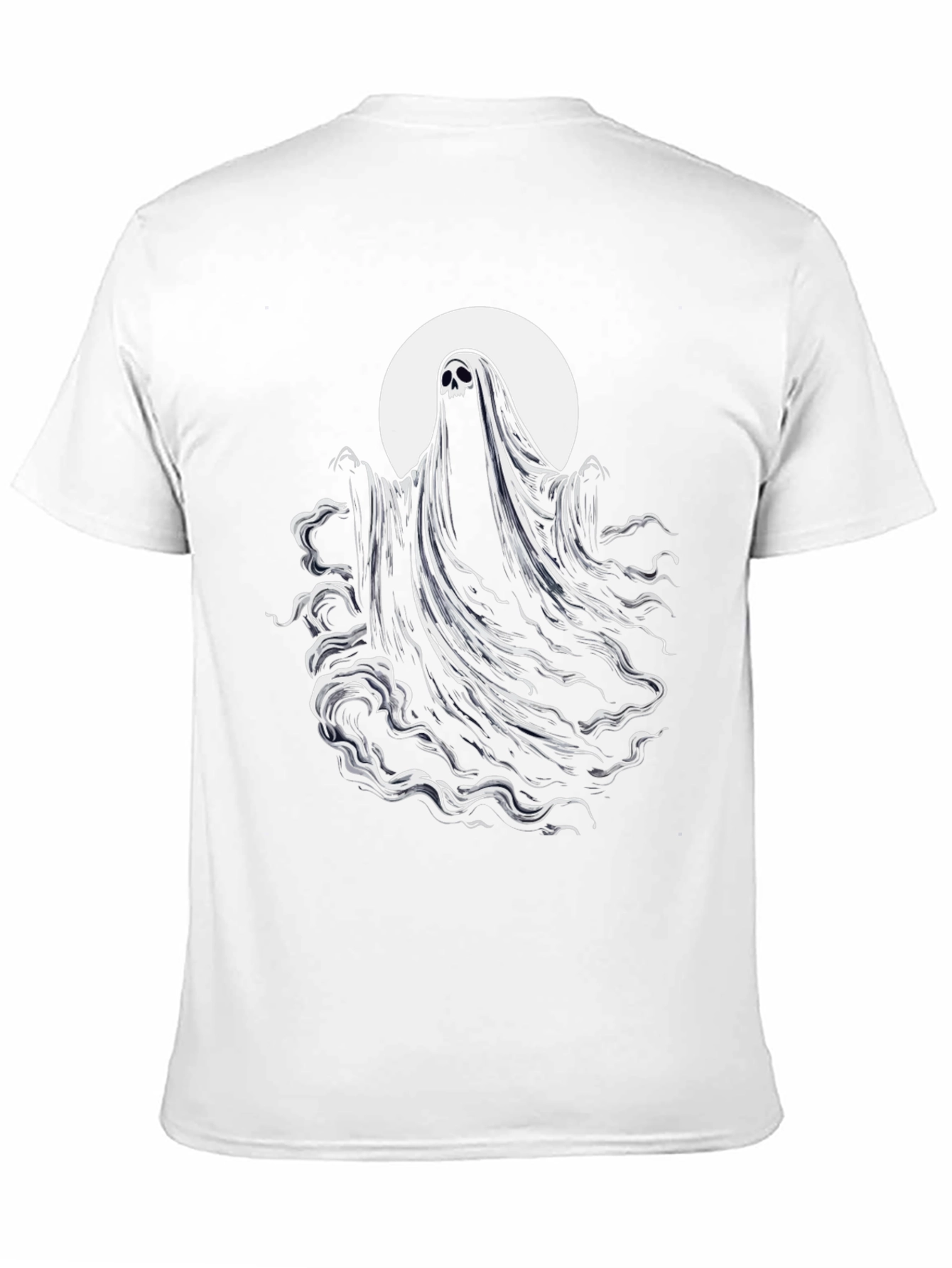 Black Spooky Ghost Graphic Tee - Black Cotton Blend Shirt view 11