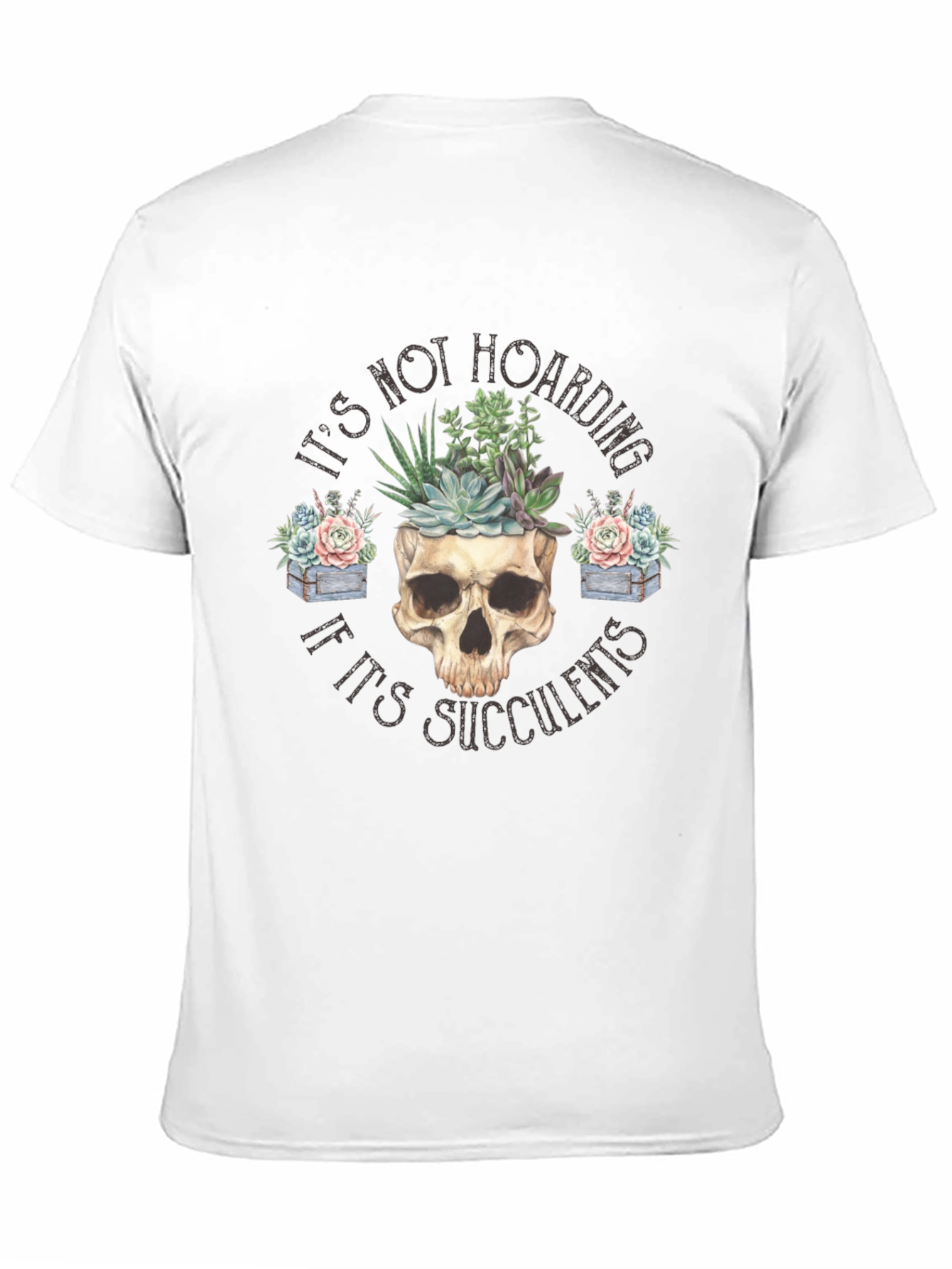 Black Succulent Skull T-Shirt - Funny Plant Lover Tee view 11
