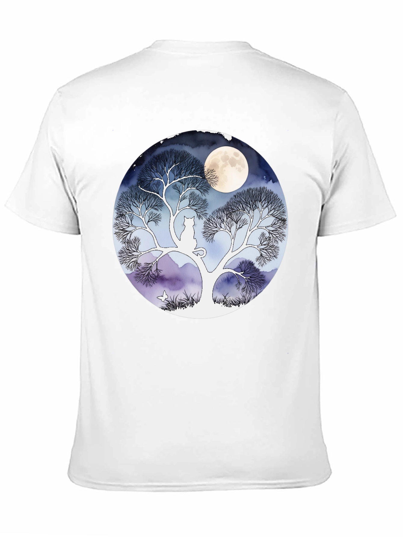 Black Moonlit Cat Tree Graphic Tee - Black view 11