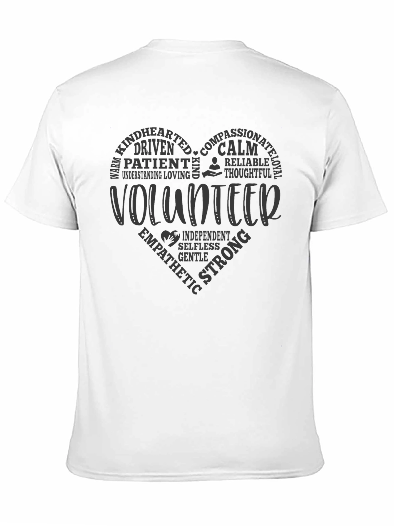 Volunteer Word Art Heart Black T-Shirt - 11