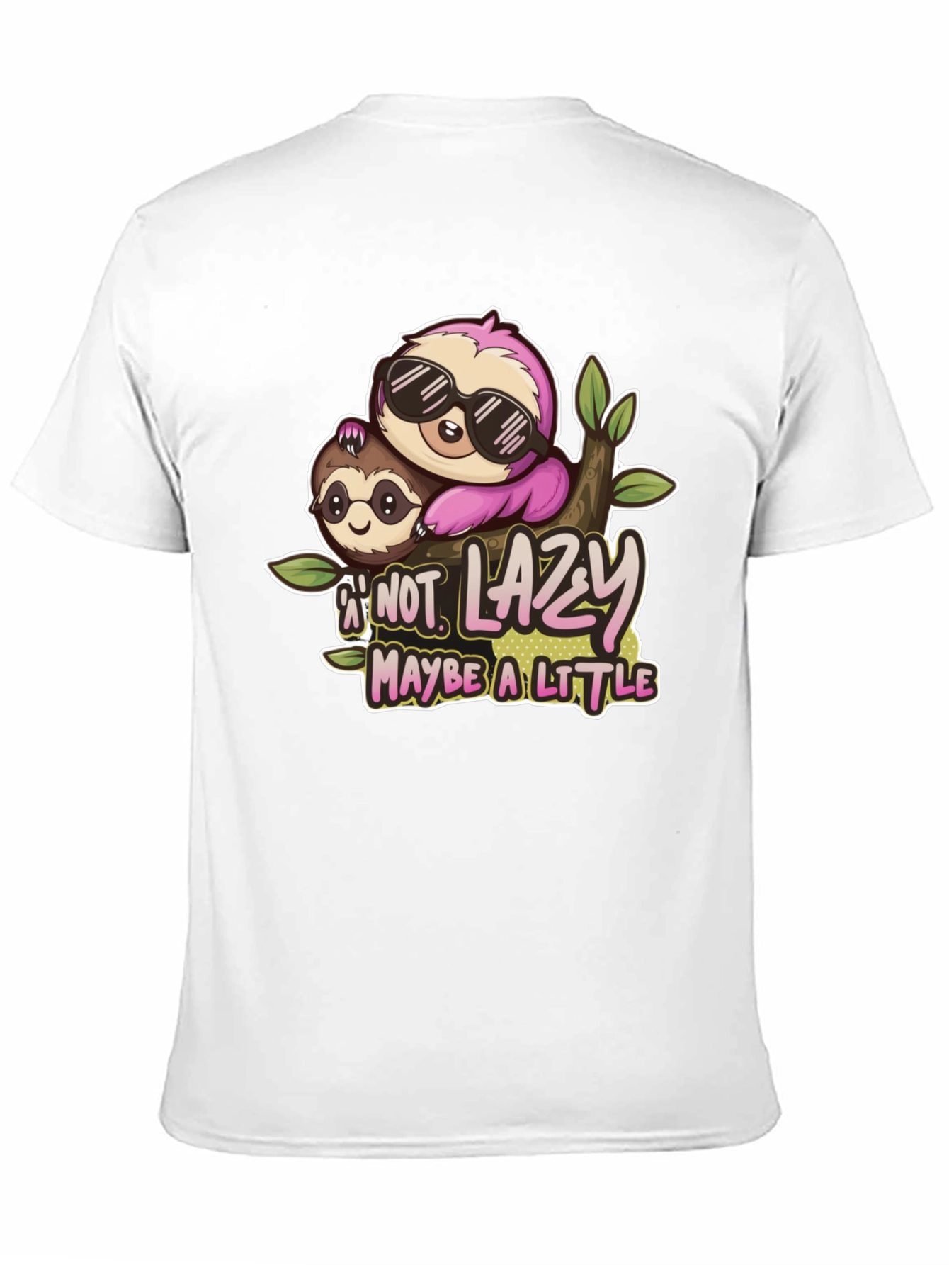 Black Funny Sloth 'Not Lazy' Graphic Tee - Black view 11
