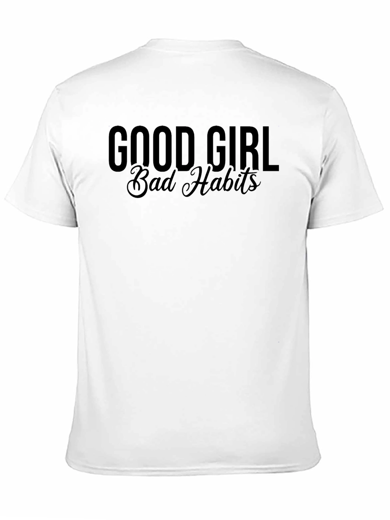 Black Good Girl Bad Habits Graphic Tee - Trendy Crew Neck T-Shirt view 11
