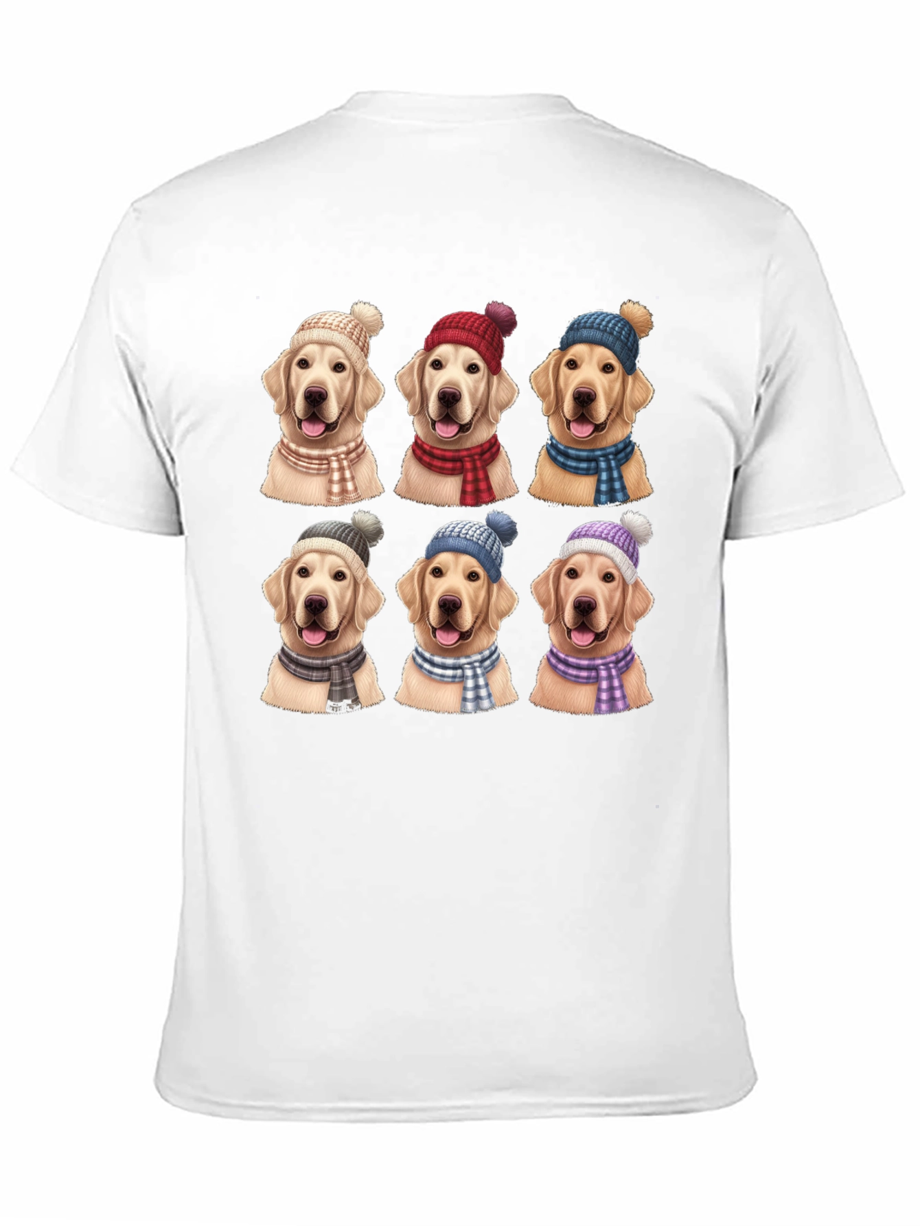 Black Dog Lover T-Shirt: Golden Retrievers in Winter Hats view 11