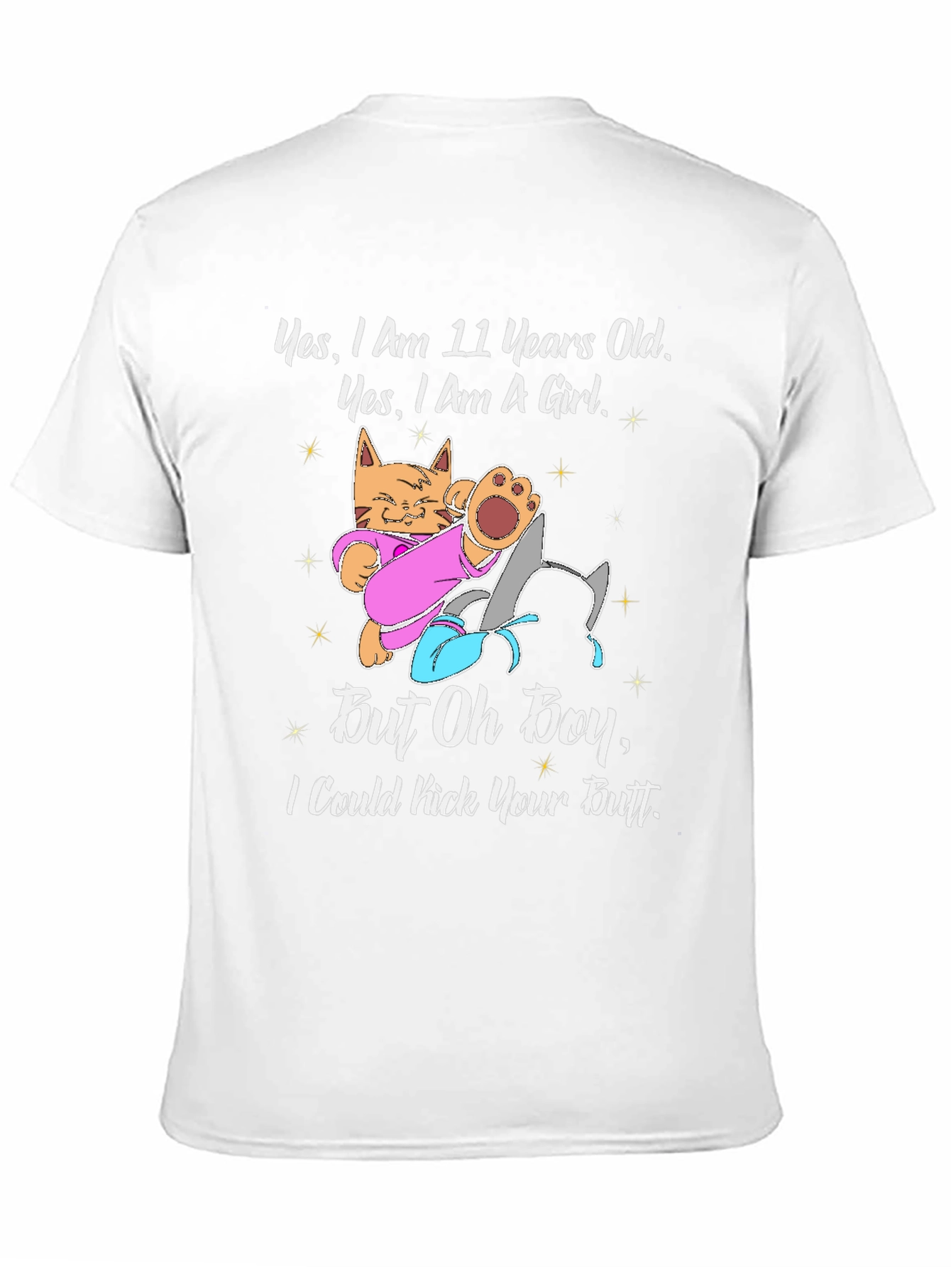 Black 11 Year Old Girl Cat Kick Butt Funny T-Shirt view 11