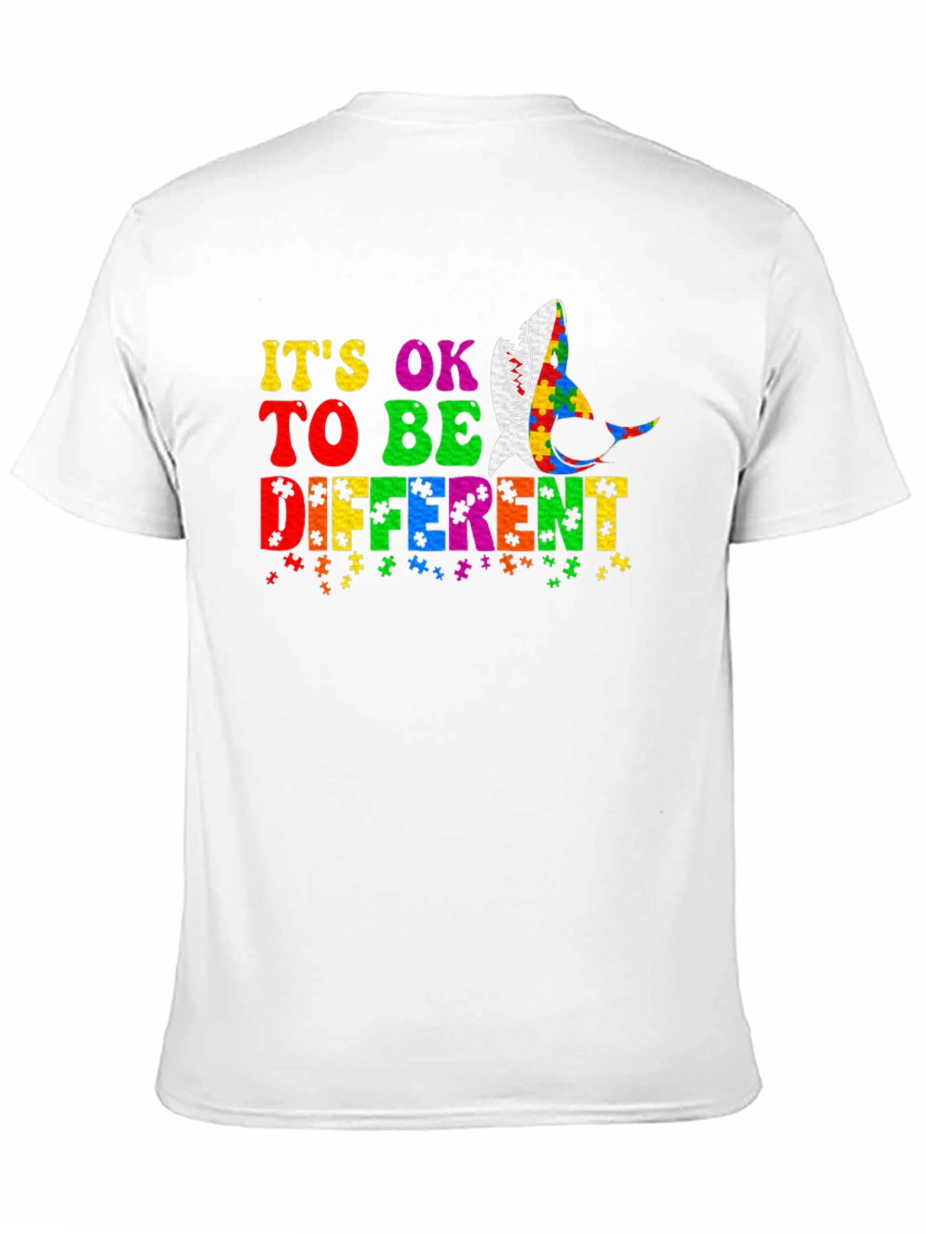 Black Autism Awareness Shark T-Shirt - It's OK To Be Different! view 11