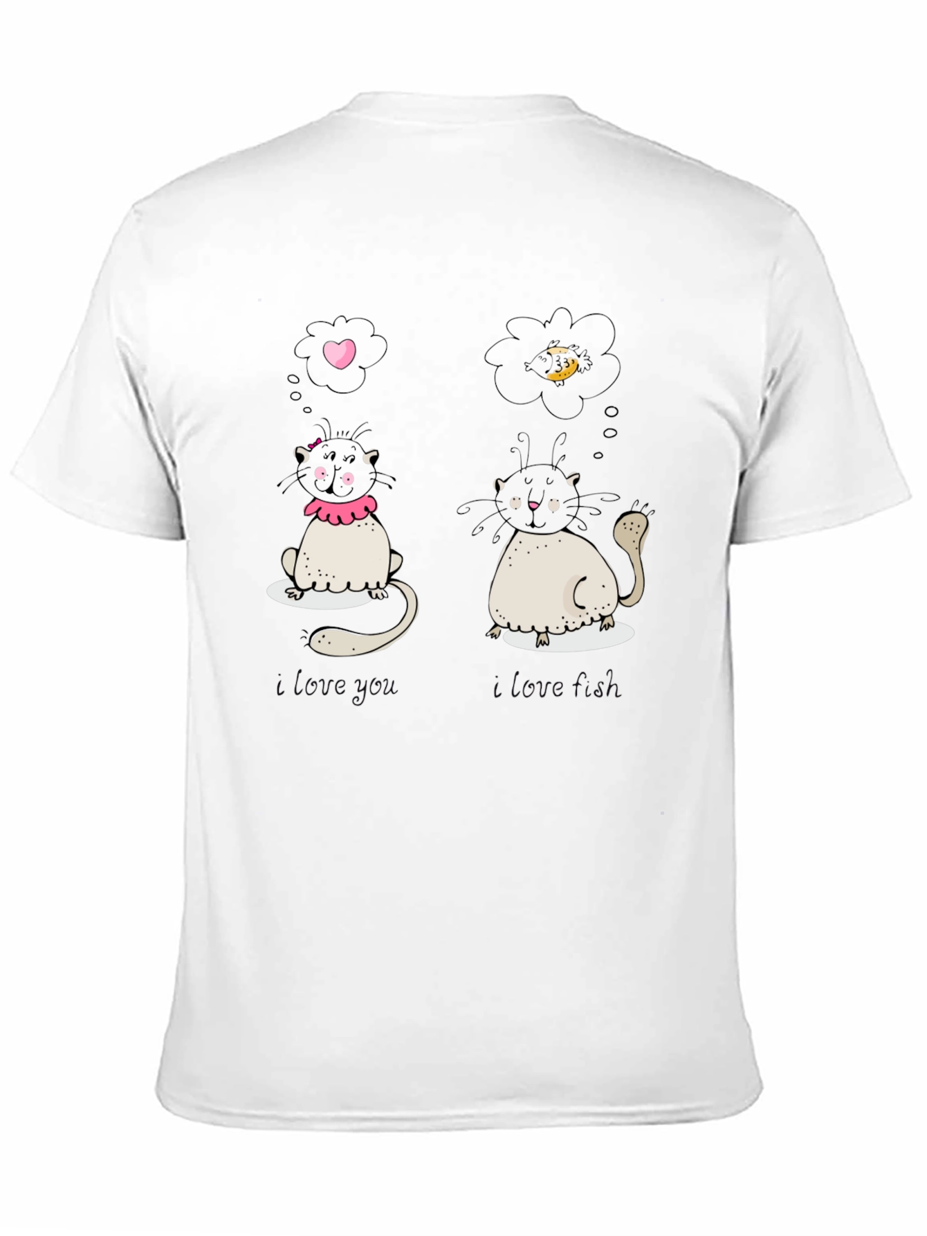 Black Cute Cat Love and Food Graphic Black T-Shirt view 11