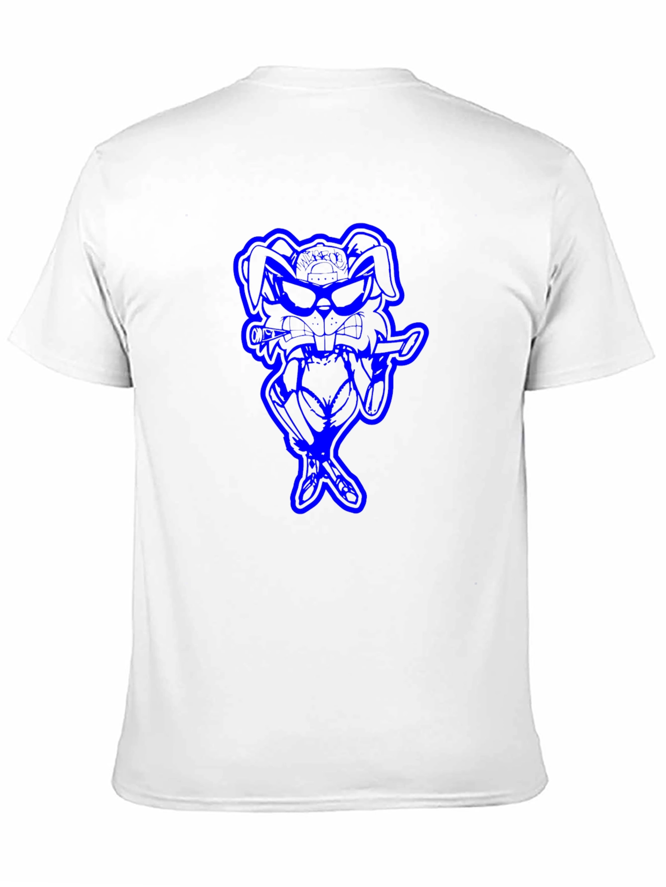 Black Cool Blue Bunny Graphic Black T-Shirt view 11