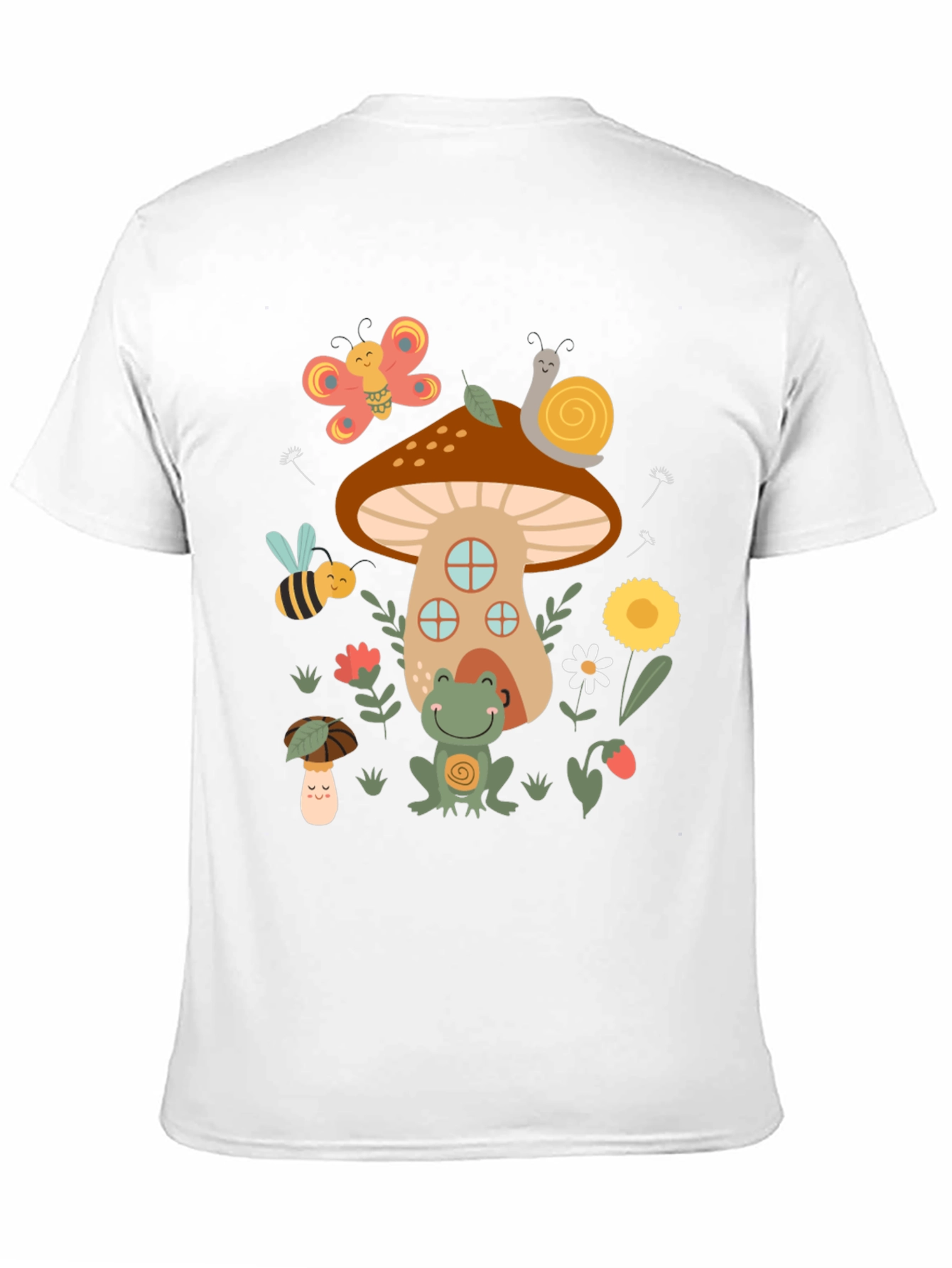 Black Cute Mushroom House Graphic T-Shirt view 11