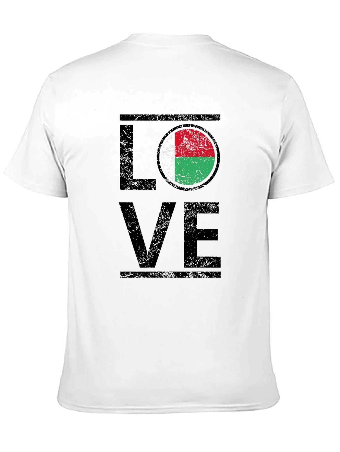 Black Love Madagascar Flag T-Shirt - Black Cotton Tee view 11