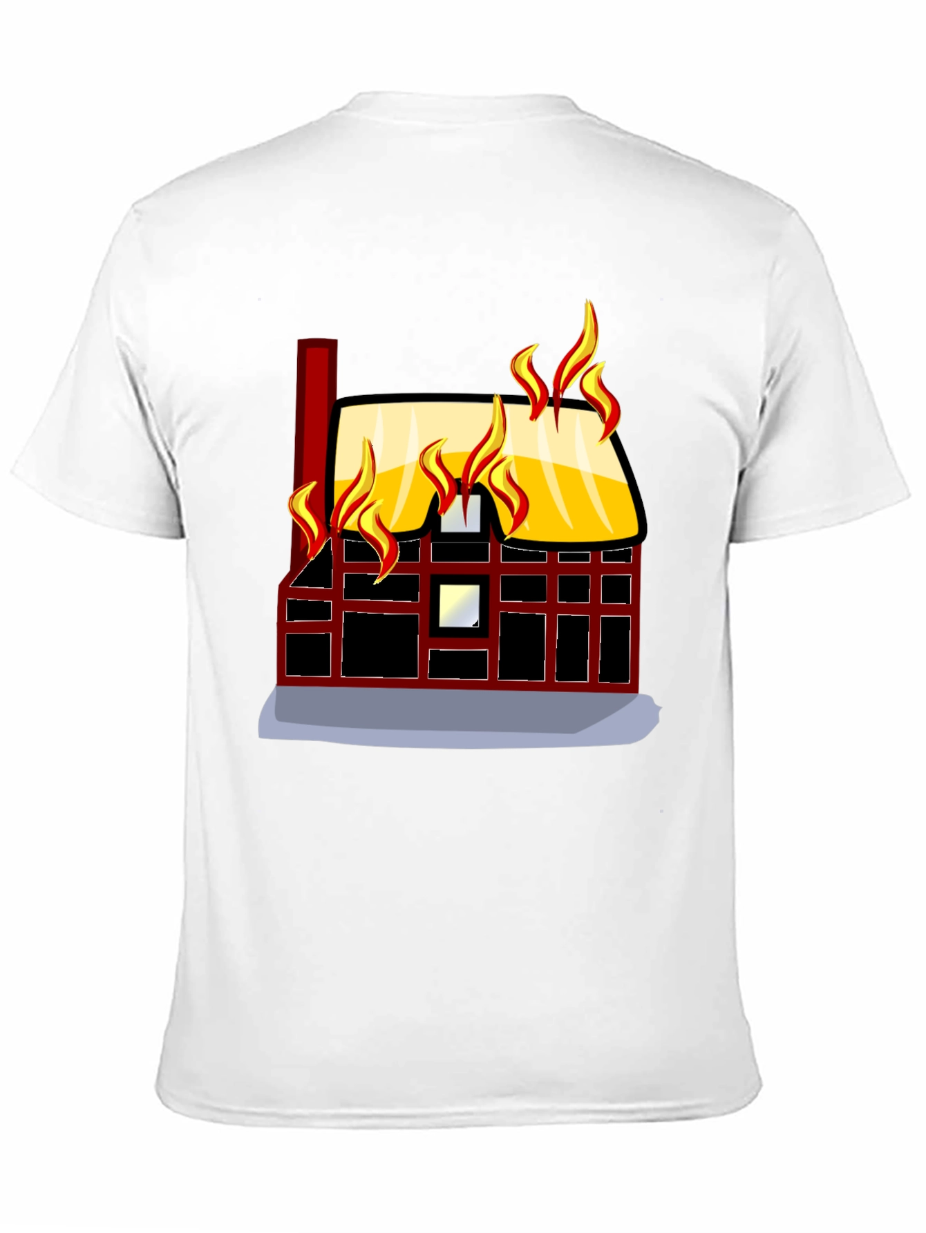 Black Burning House Graphic Tee - Bold Black T-Shirt view 11