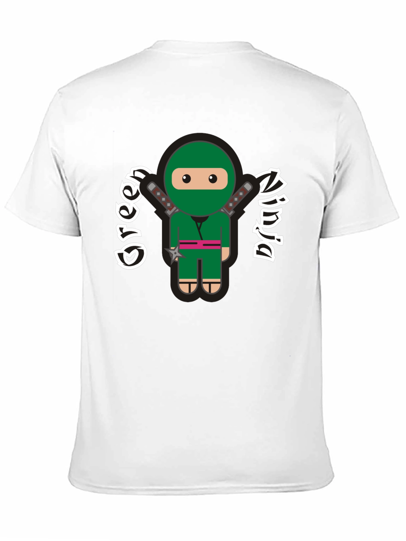 Black Green Ninja Cartoon Graphic T-Shirt view 11