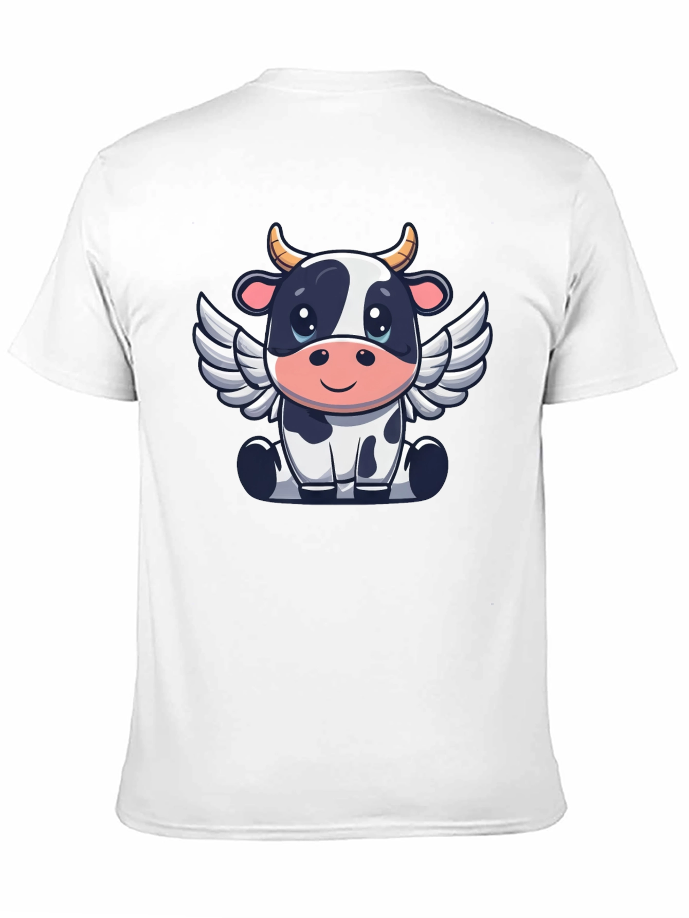 Black Cow Angel Graphic Tee - Black Cotton T-Shirt view 11