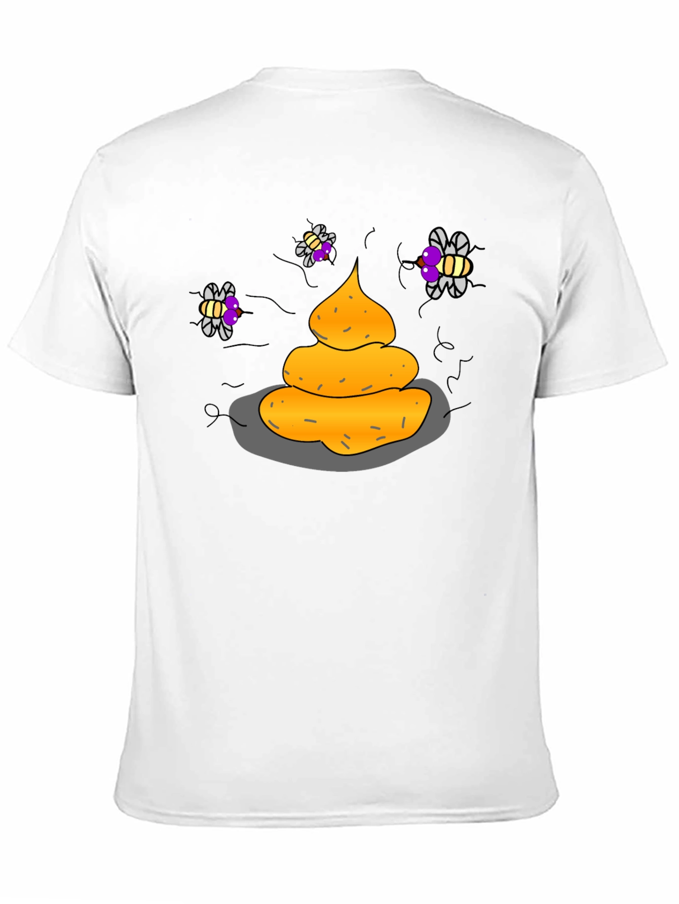 Black Humorous Graphic Tee - Funny Poop & Flies view 11