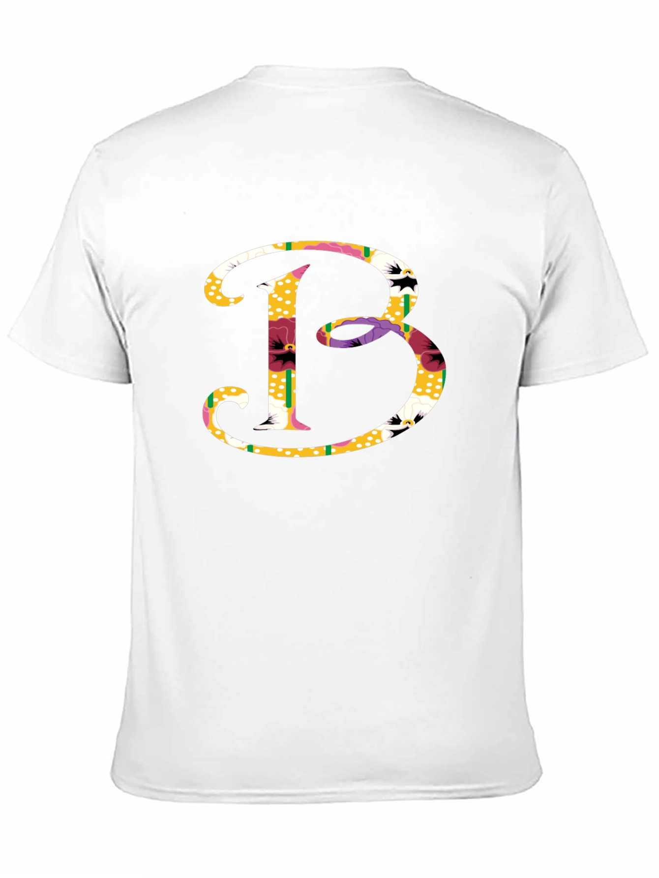 Black Floral Letter B Graphic Tee - Stylish Cotton Blend view 11