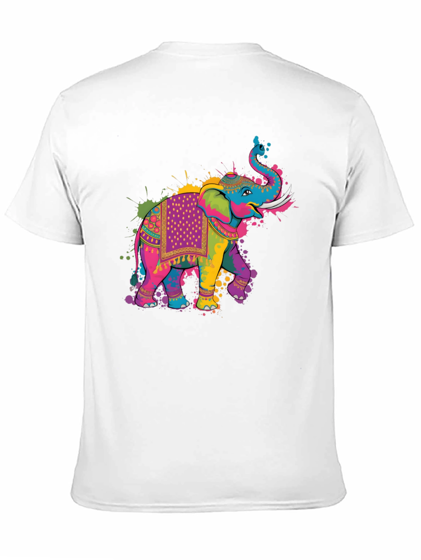 Black Colorful Elephant Graphic T-Shirt view 11