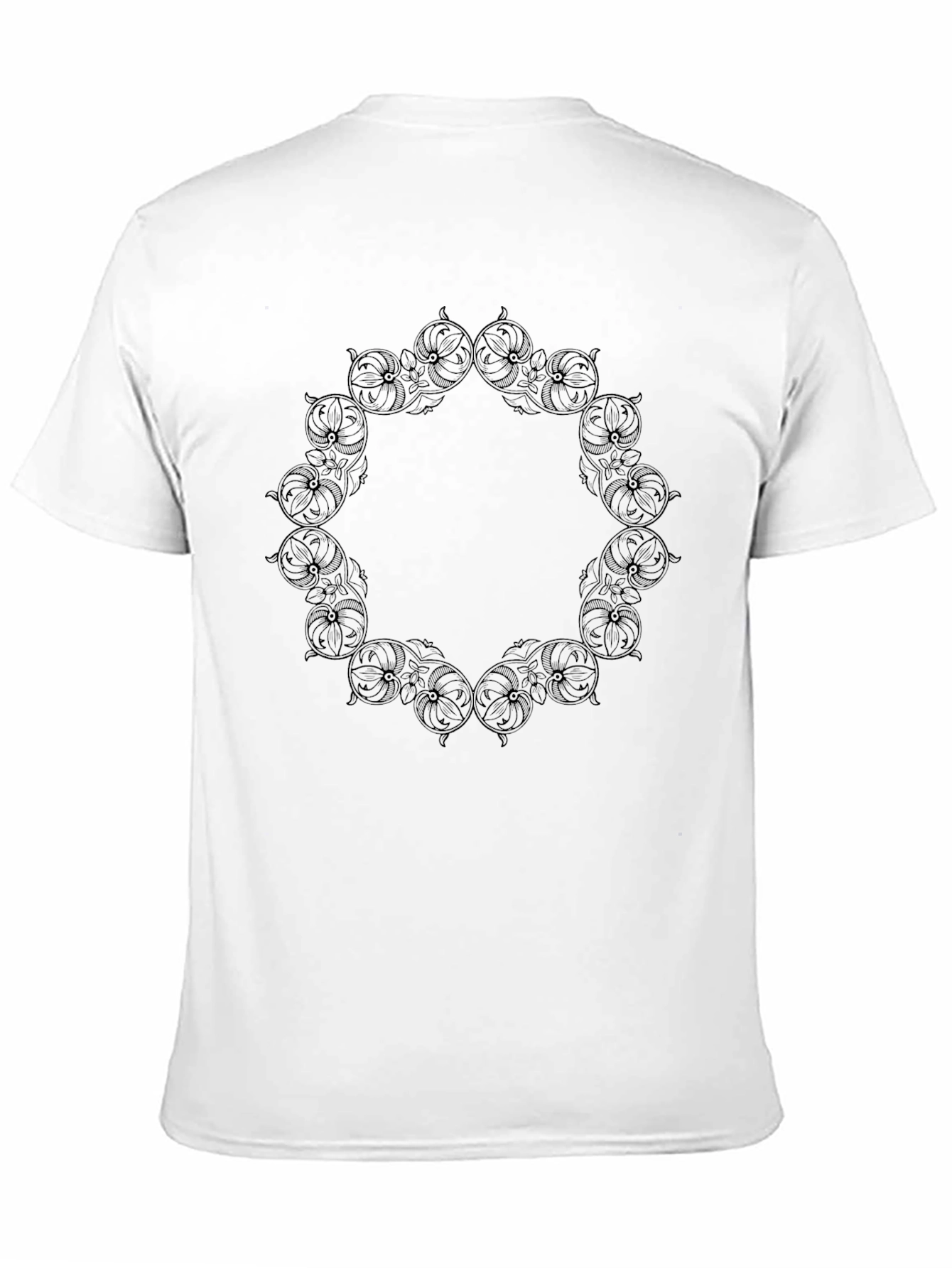 Black Black Graphic Tee - Ornate Circle Design view 11
