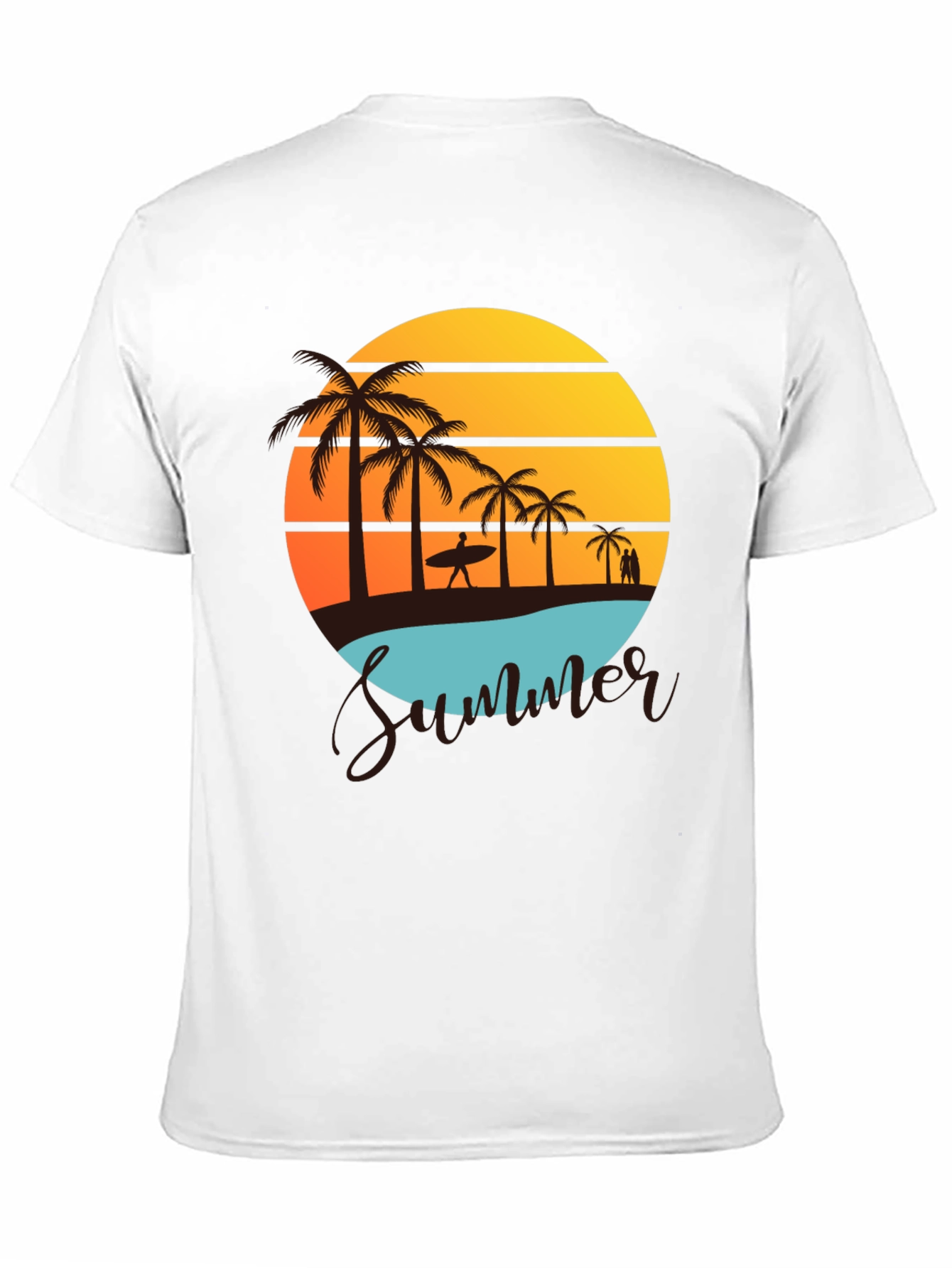 Black Summer Beach Graphic Tee - Palm Trees & Sunset view 11