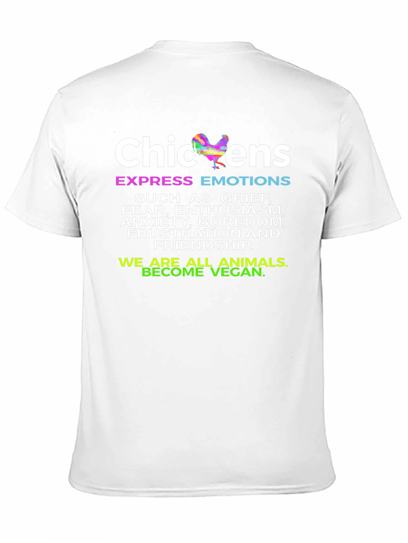 Black Chickens Express Emotions T-Shirt - Vegan Animal Lover Tee view 11