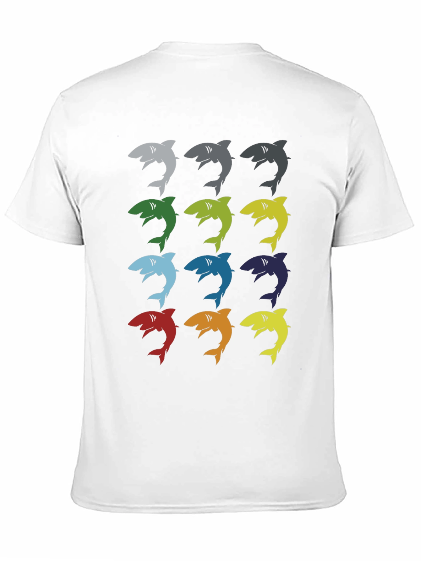 Black Men's Shark Pattern Graphic T-Shirt - Black view 11