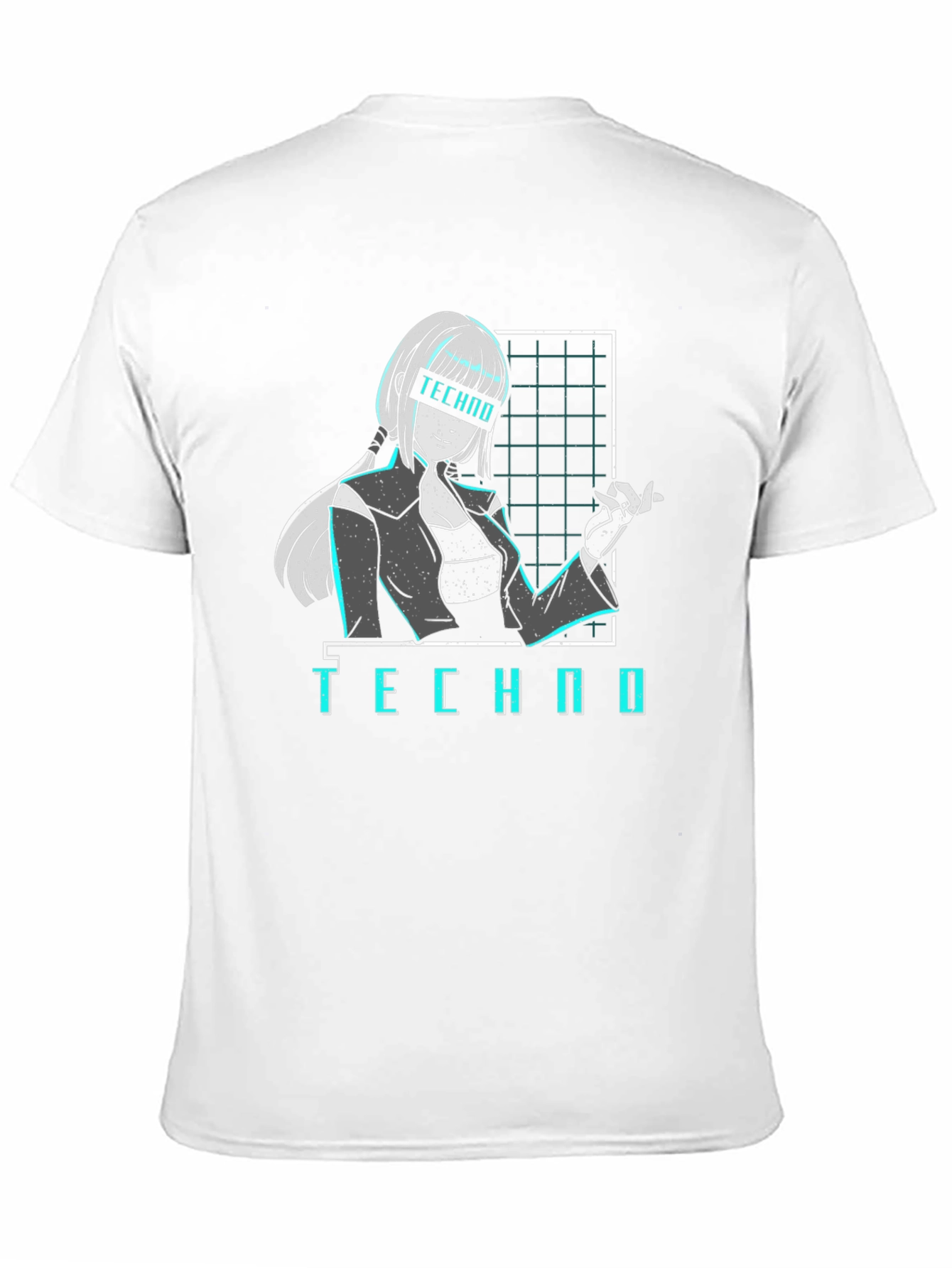 Black Techno Anime Girl T-Shirt - Cyberpunk Aesthetic Black Tee view 11