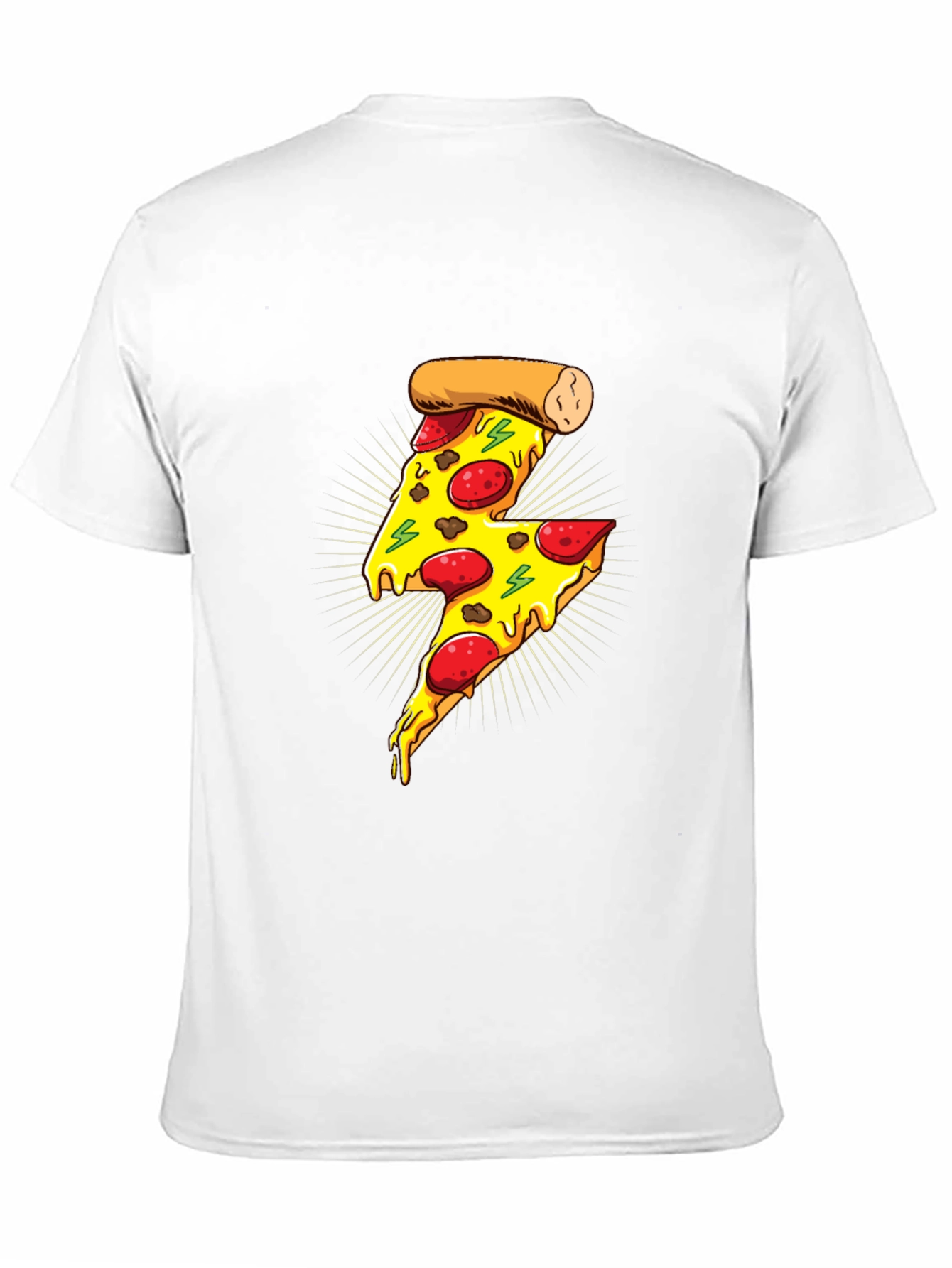 Black Pizza Lightning Bolt Graphic T-Shirt - Unisex view 11