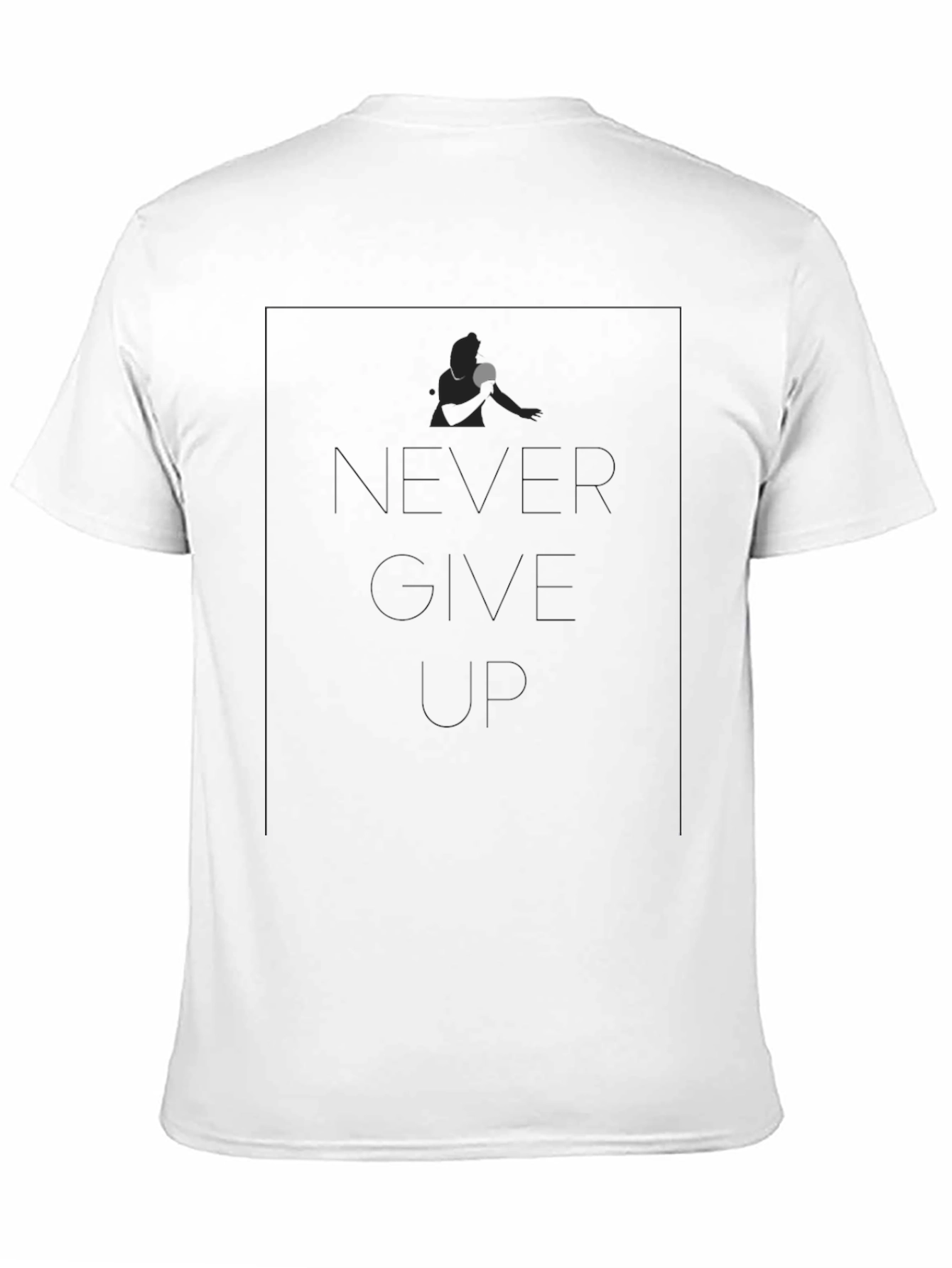 Black Never Give Up Table Tennis Player Black T-Shirt view 11