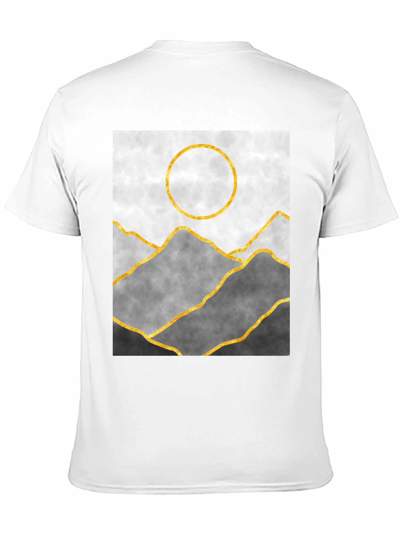 Black Abstract Mountain Gold Line Art Graphic Tee view 11