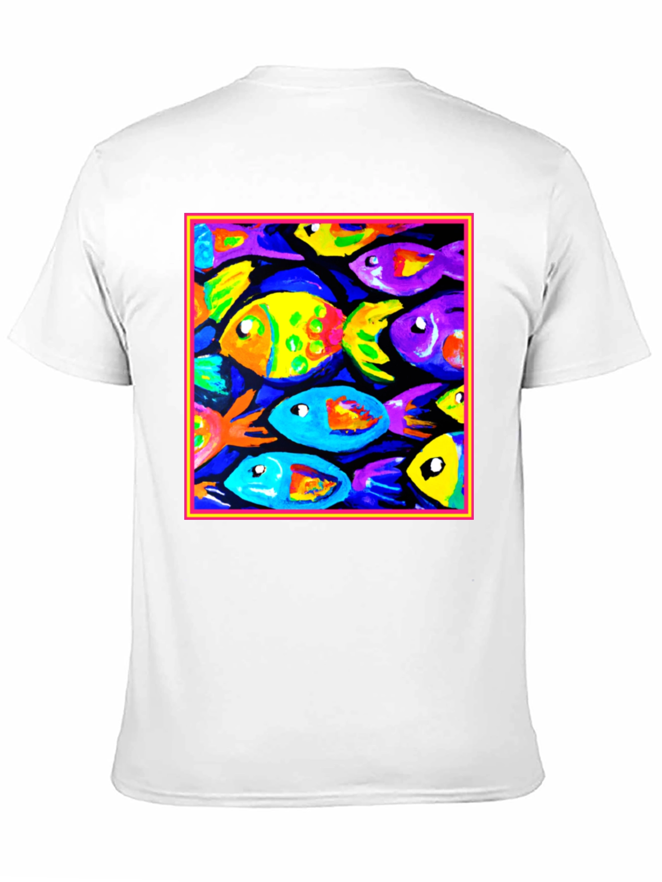 Black Colorful Fish Art Graphic T-Shirt view 11