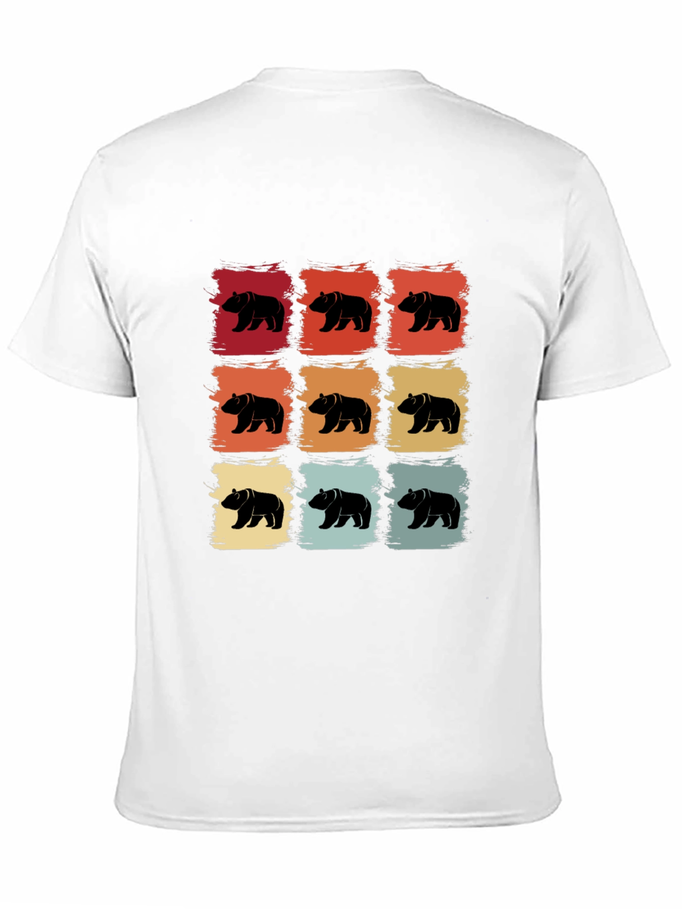 Black Retro Bear Pattern T-Shirt - Cool Graphic Tee view 11