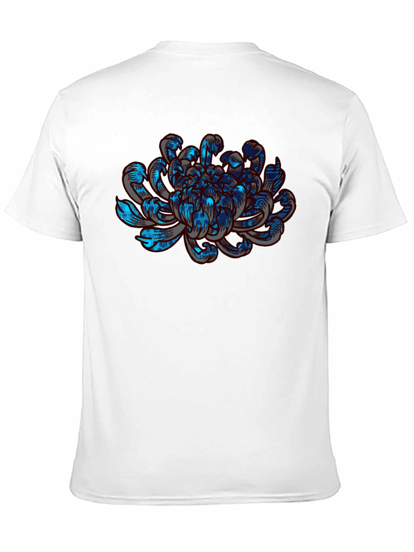 Black Tech Flower Graphic Tee - Modern Artistic Design view 11