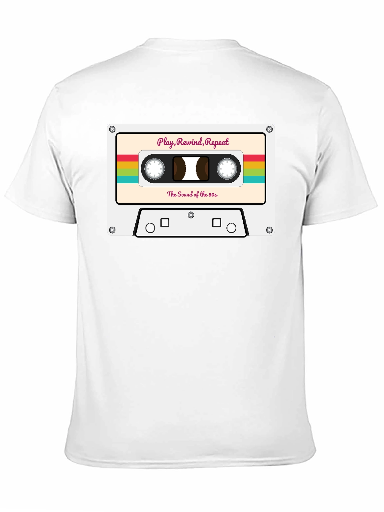 Black Retro 80s Cassette Tape Graphic Tee - Play Rewind Repeat view 11