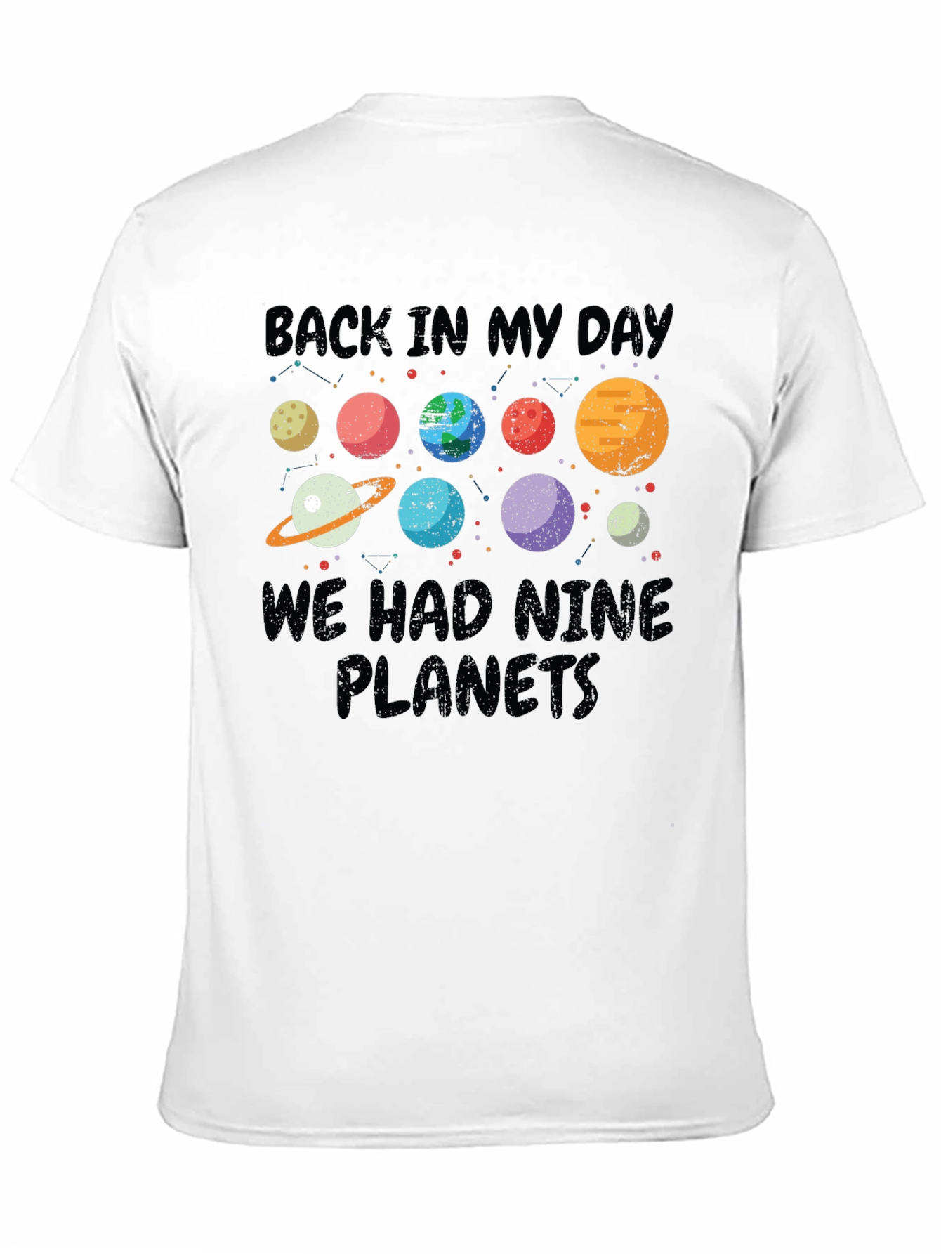 Black Back In My Day Nine Planets T-Shirt view 11