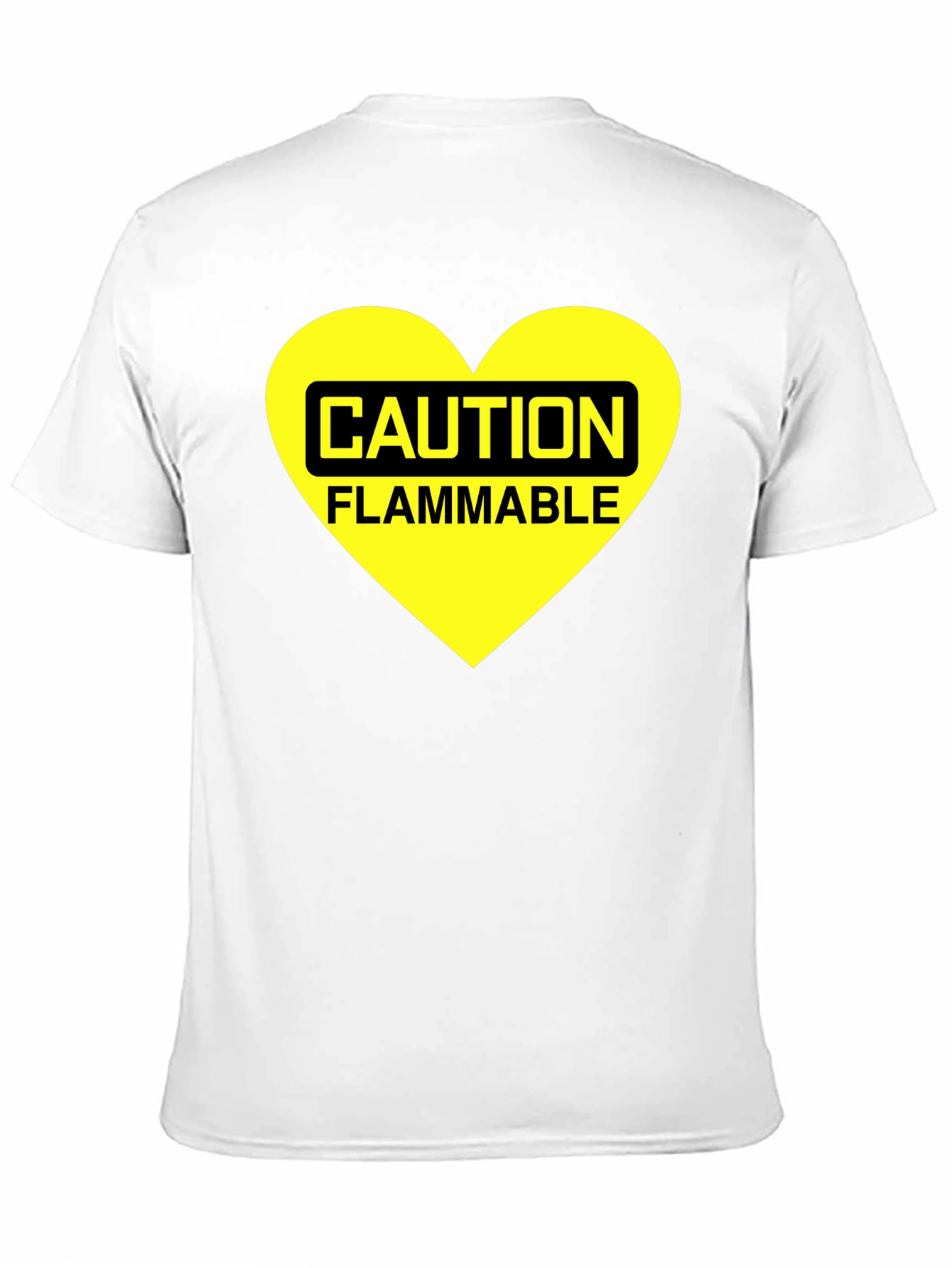 Black Caution Flammable Heart T-Shirt - Black Cotton Blend Tee view 11