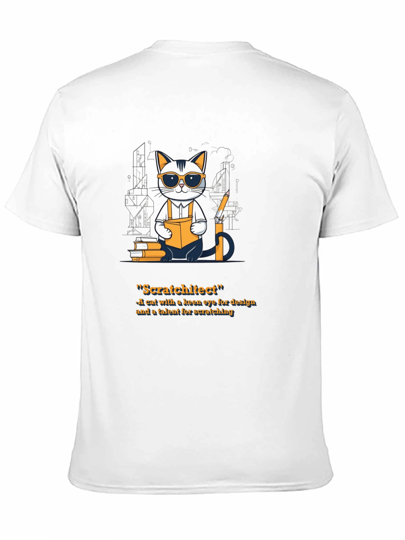 Black Scratchitect T-Shirt - Cat Architect Design view 11