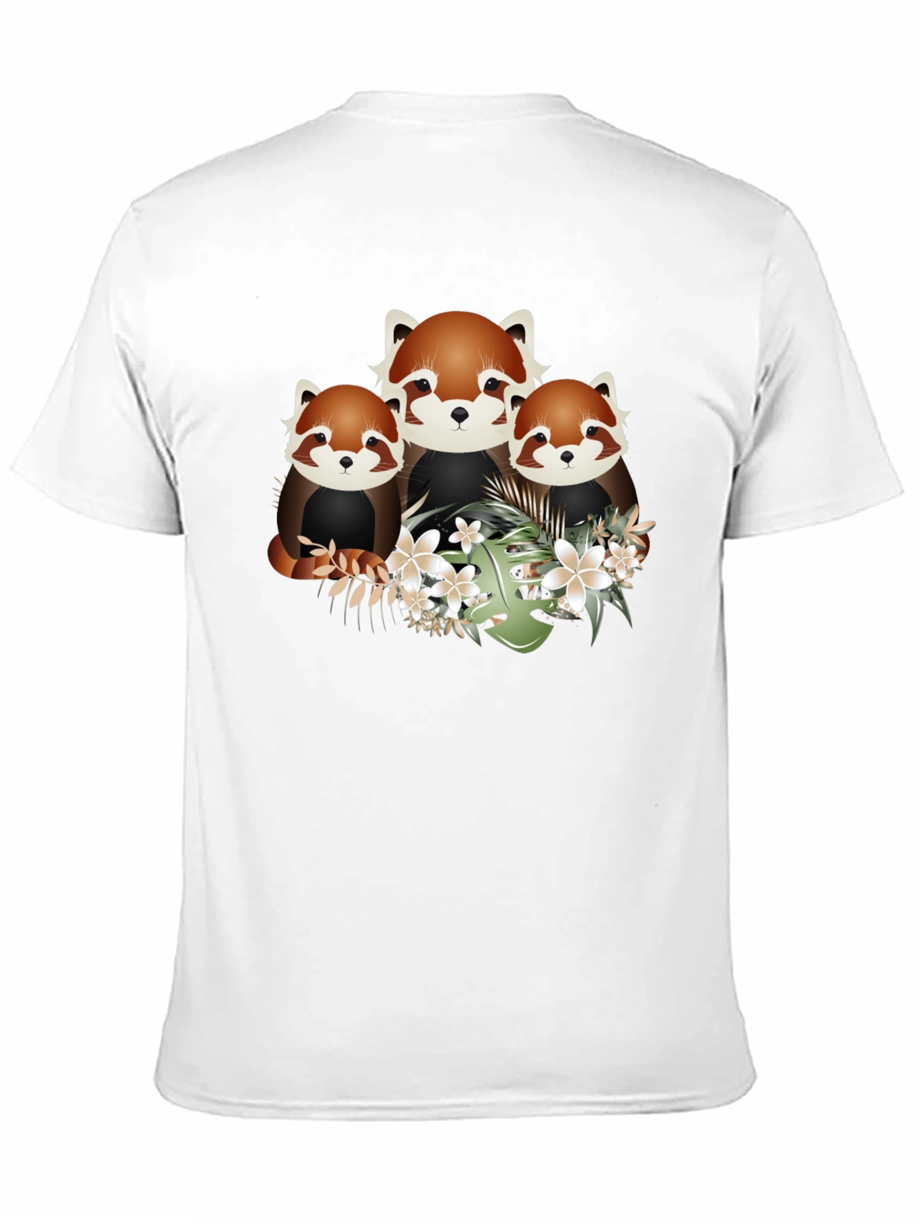 Black Red Panda Floral Graphic Black T-Shirt view 11